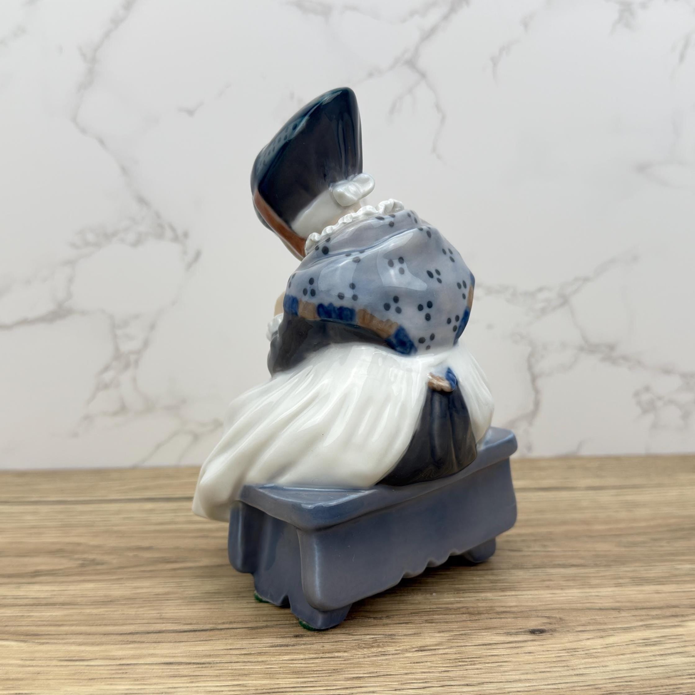 Royal Copenhagen Figurine – Danish Porcelain Woman Knitting, Nordic Decor
