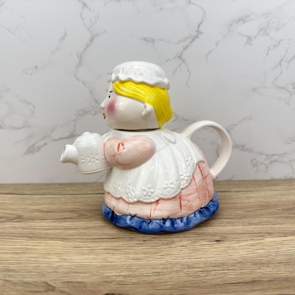 Vintage Novelty Ceramic Teapot | Whimsical Lady Home Decor