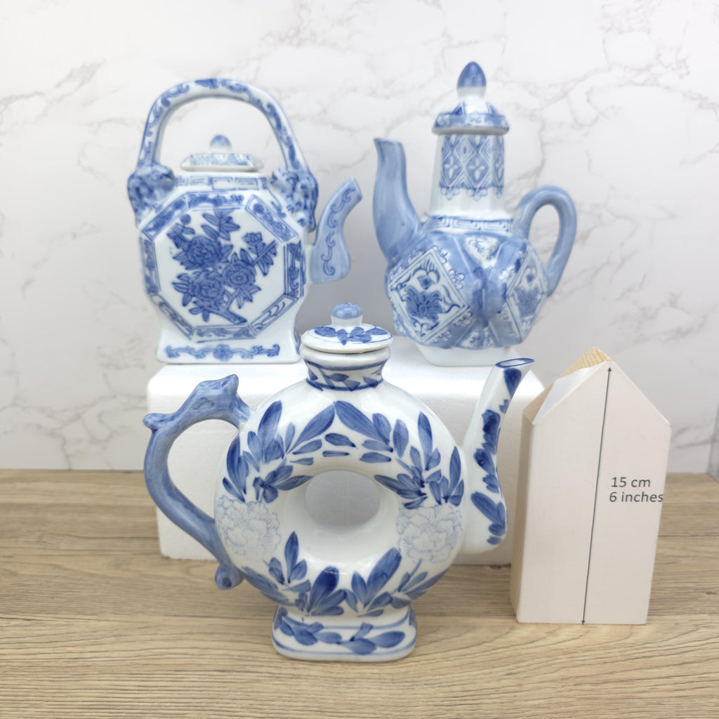 Vintage Chinese Porcelain Teapot Collection | Blue & White Novelty Teaware