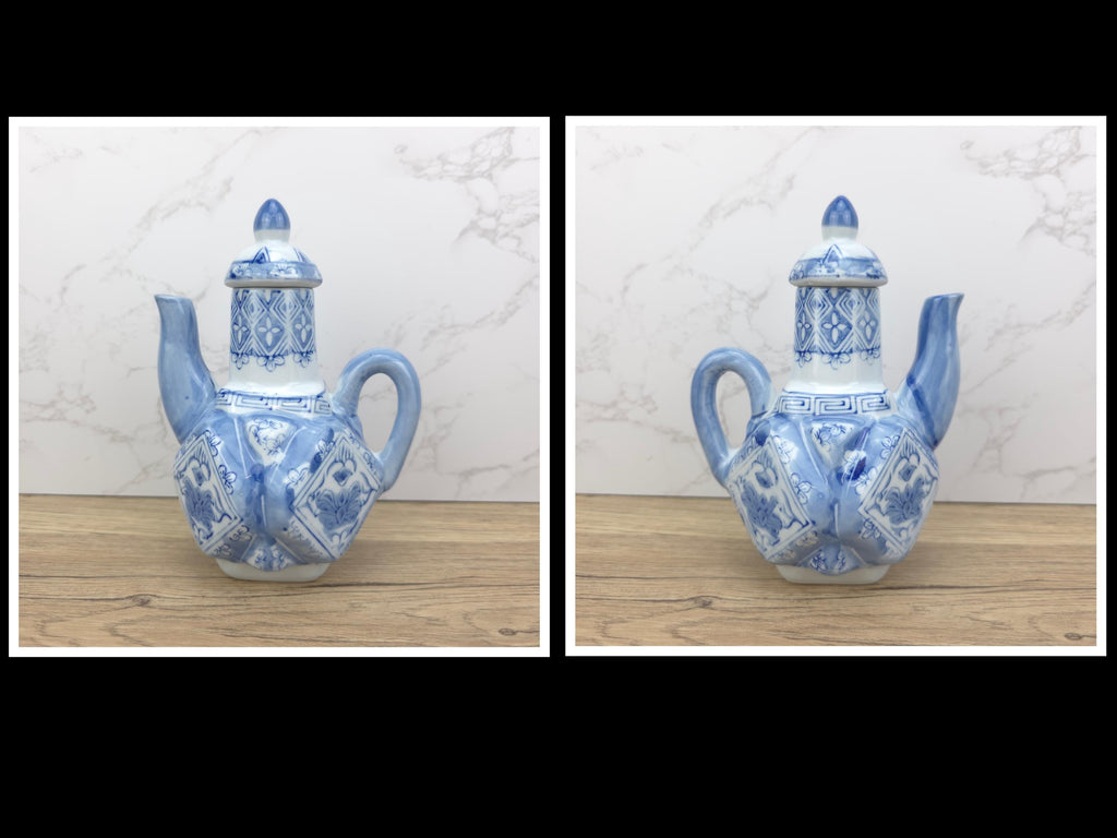 Vintage Chinese Porcelain Teapot Collection | Blue & White Novelty Teaware