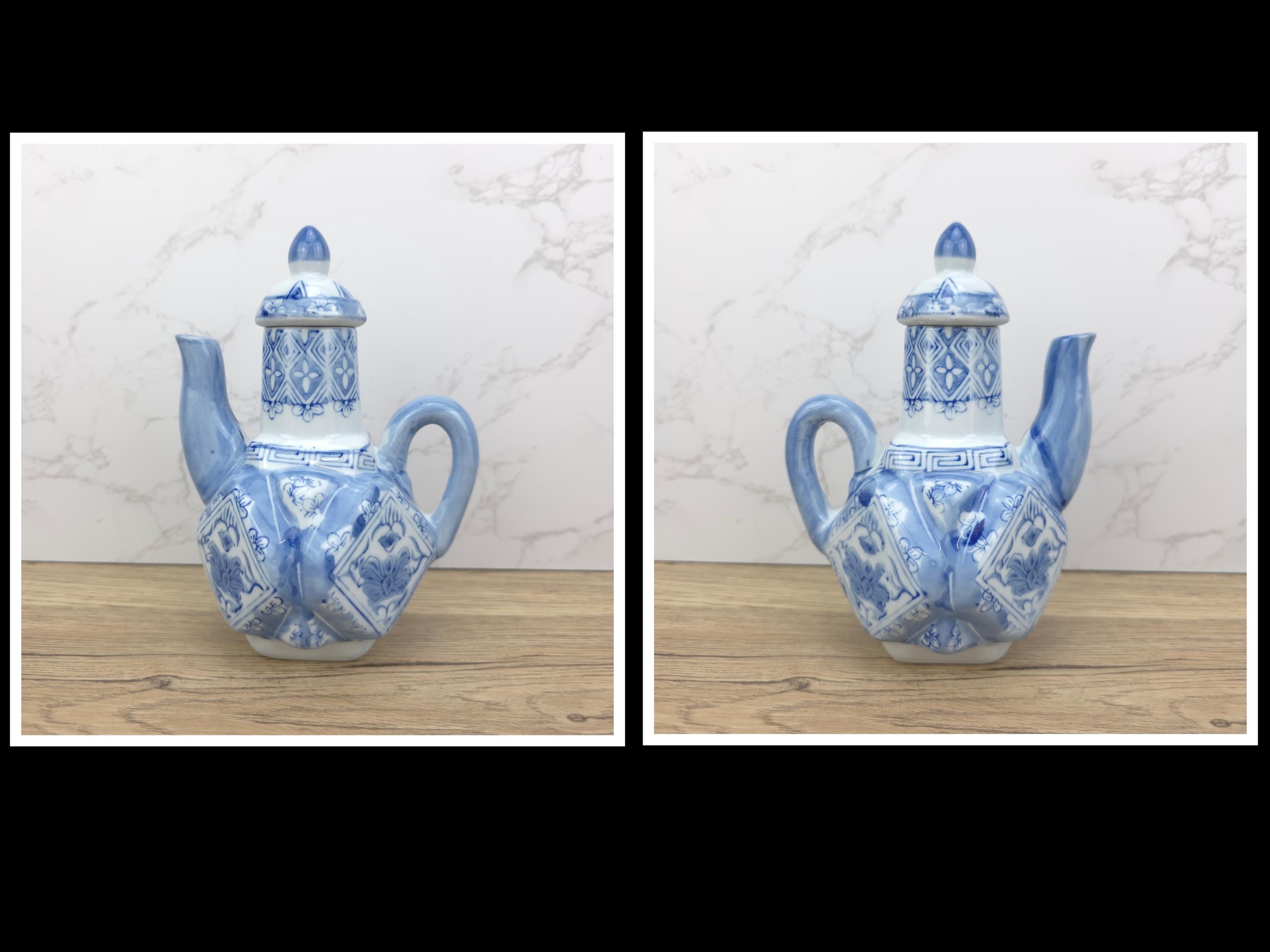 Vintage Chinese Porcelain Teapot Collection | Blue & White Novelty Teaware
