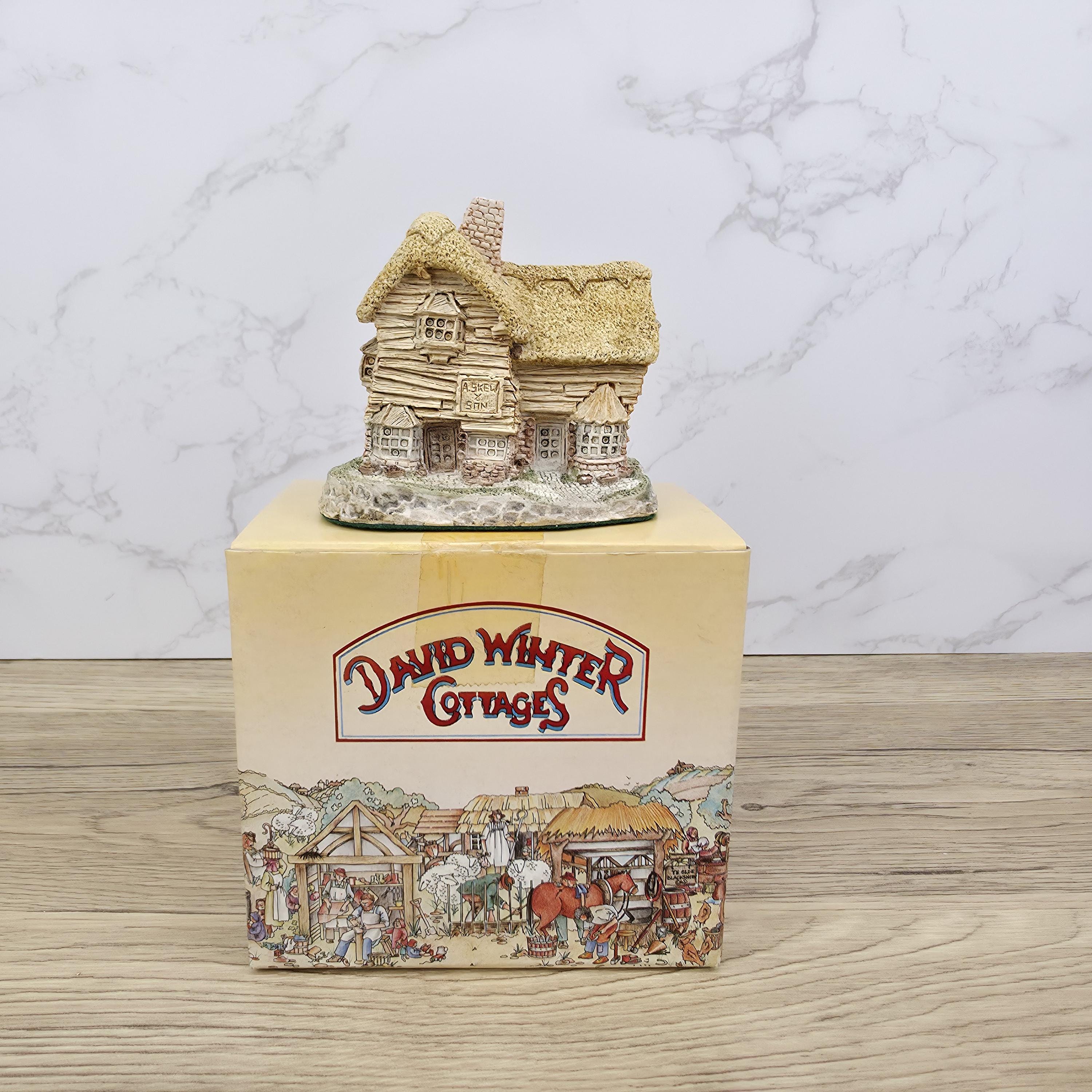 David Winter 'The Village Shop' | English Thatched Cottage Miniature, 1982