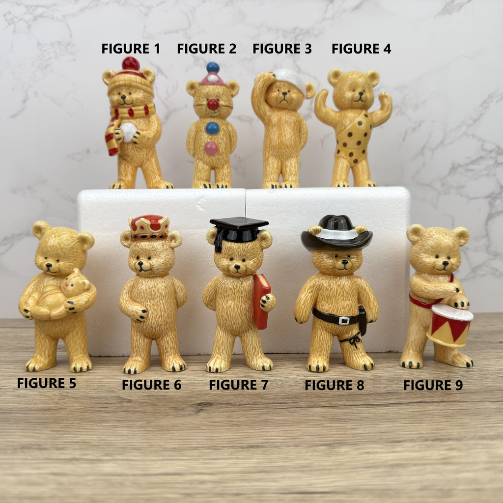 Danbury Mint Teddy Bear Figurine, Fine Bone China Anthropomorphic Decor