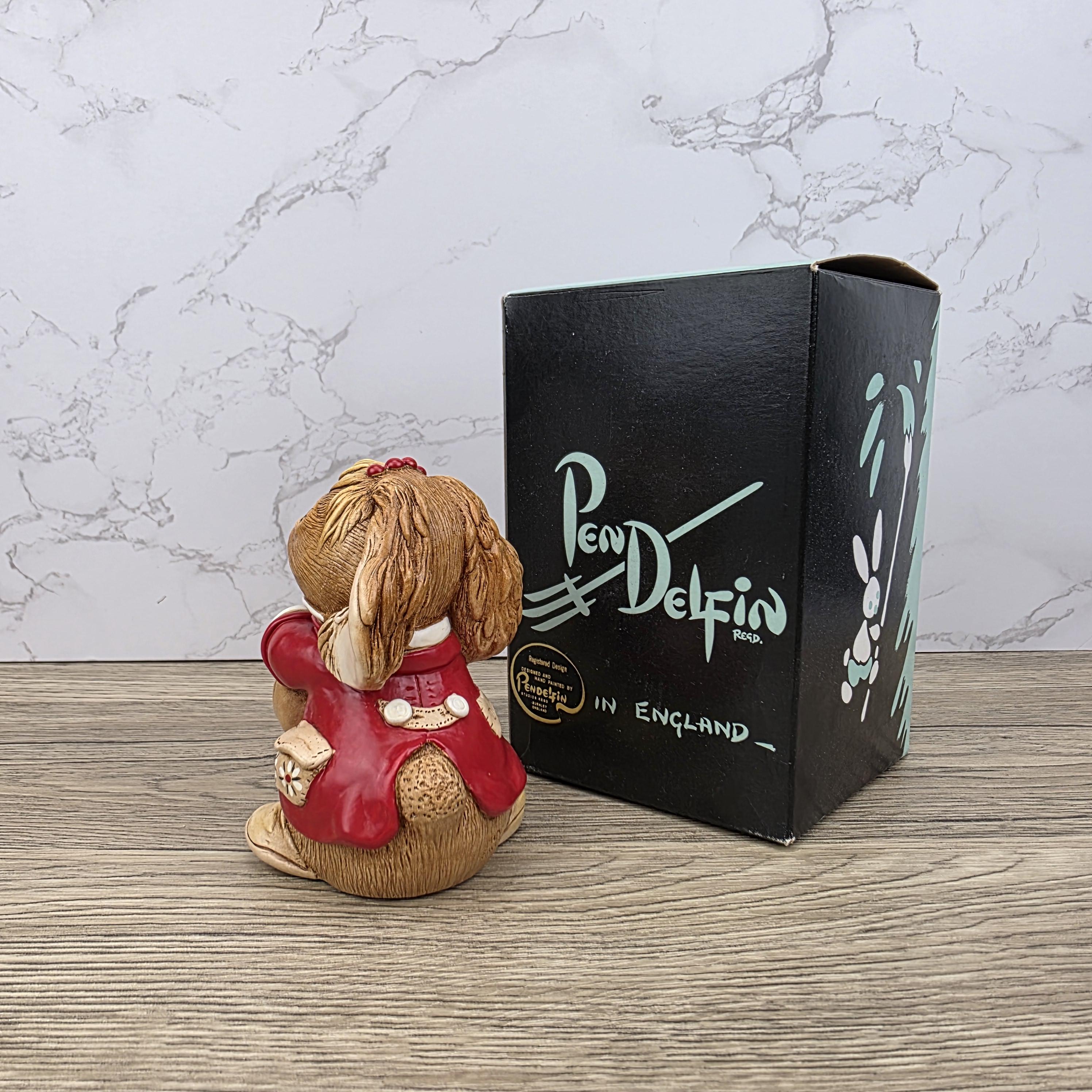 Vintage Pendelfin Rabbit "Busker" Figurine, Hand Painted Stonecraft