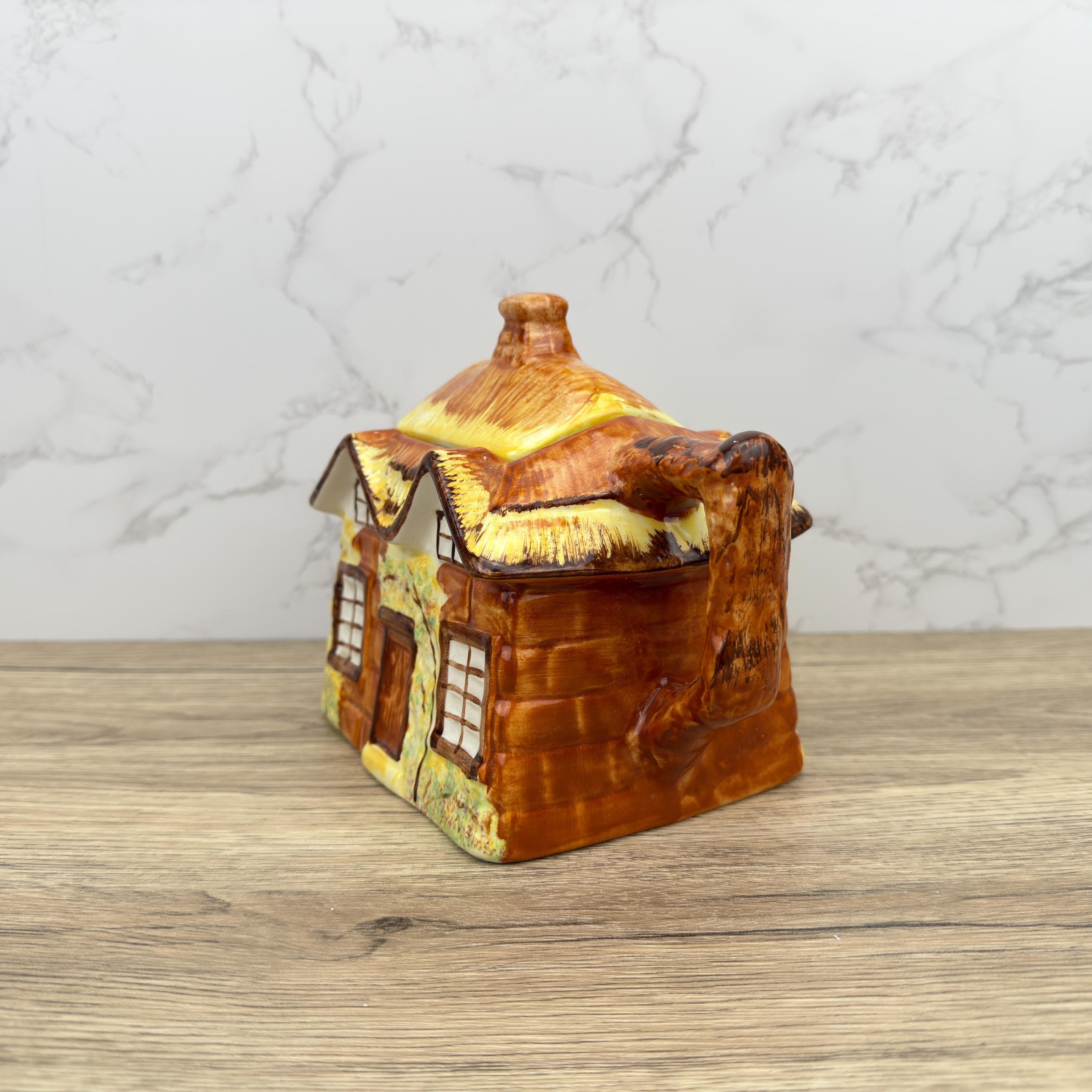 Vintage Cottage Teapot, Price and Kensingtons, Ye Olde Cottage 1950s Porcelain, English Thatched Cottage, Hand Painted, Cottageware Teatime