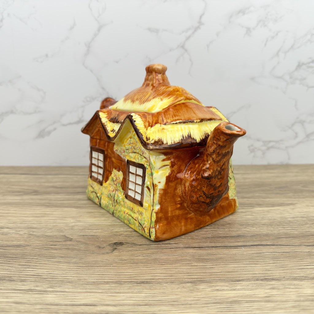 Vintage Cottage Teapot, Price and Kensingtons, Ye Olde Cottage 1950s Porcelain, English Thatched Cottage, Hand Painted, Cottageware Teatime
