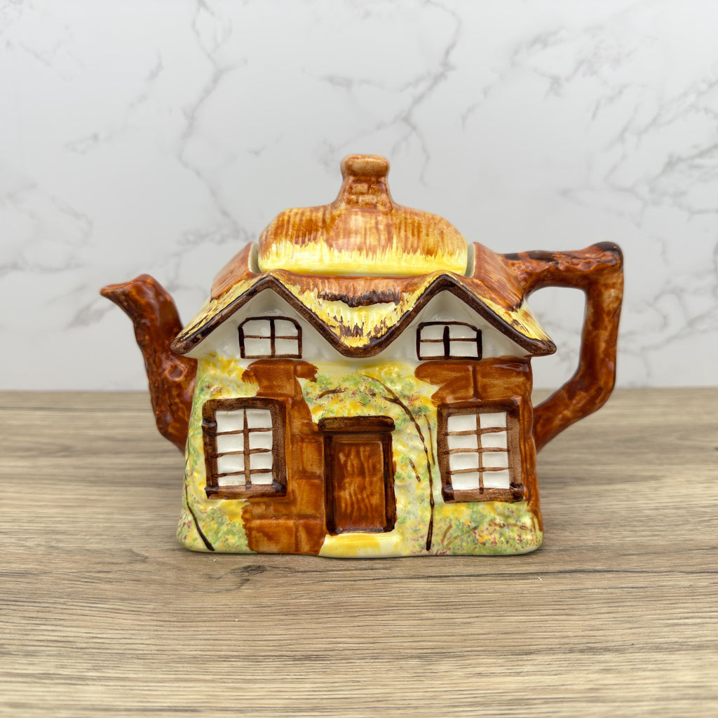 Vintage Cottage Teapot, Price and Kensingtons, Ye Olde Cottage 1950s Porcelain, English Thatched Cottage, Hand Painted, Cottageware Teatime