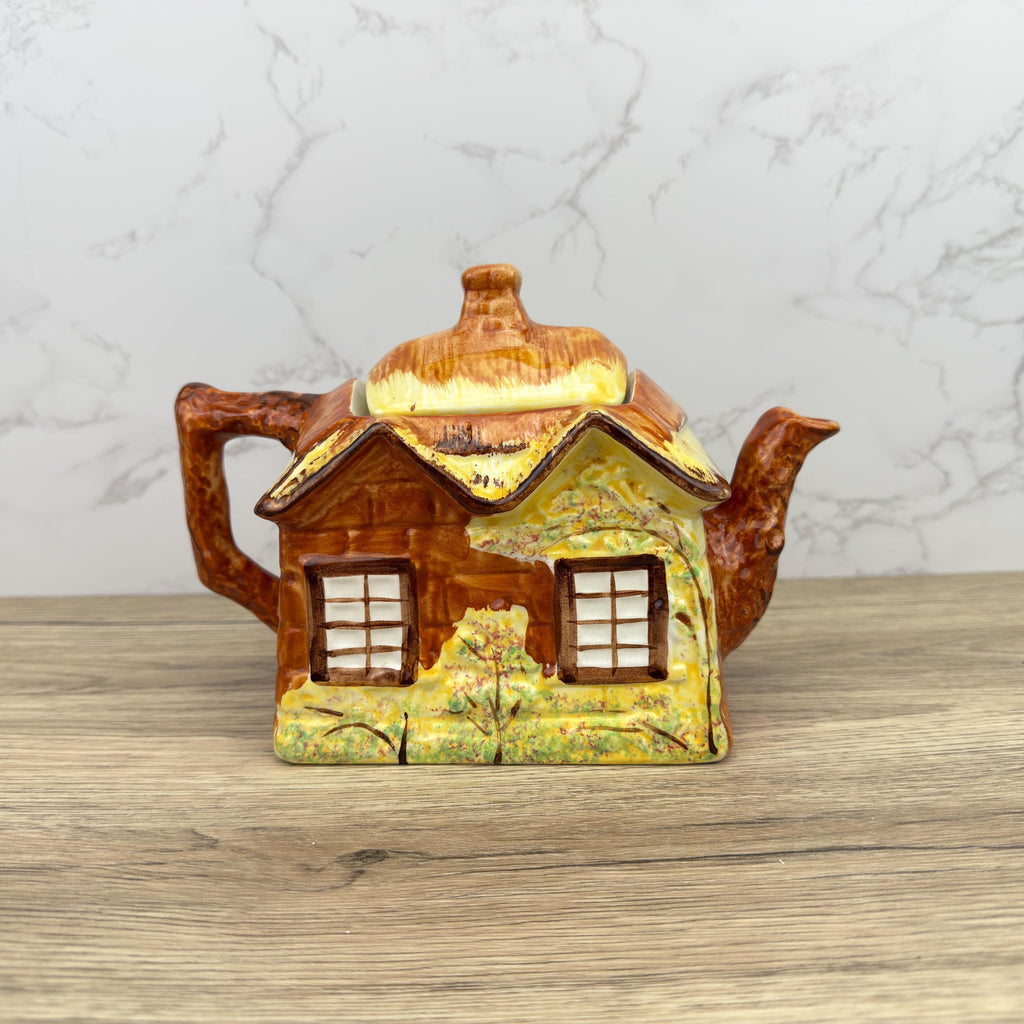 Vintage Cottage Teapot, Price and Kensingtons, Ye Olde Cottage 1950s Porcelain, English Thatched Cottage, Hand Painted, Cottageware Teatime