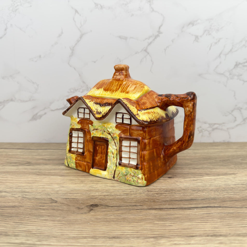 Vintage Cottage Teapot, Price and Kensingtons, Ye Olde Cottage 1950s Porcelain, English Thatched Cottage, Hand Painted, Cottageware Teatime