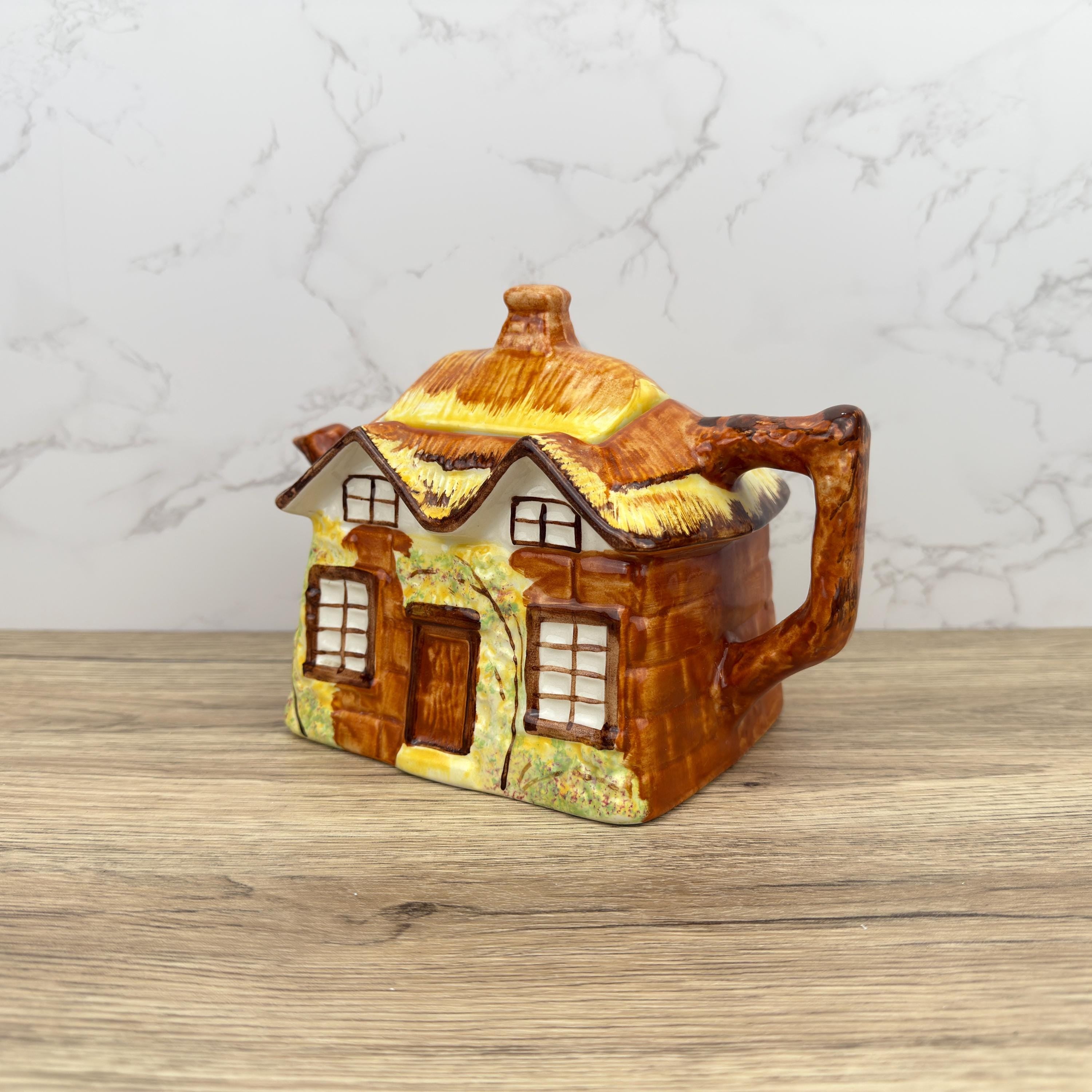 Vintage Cottage Teapot, Price and Kensingtons, Ye Olde Cottage 1950s Porcelain, English Thatched Cottage, Hand Painted, Cottageware Teatime