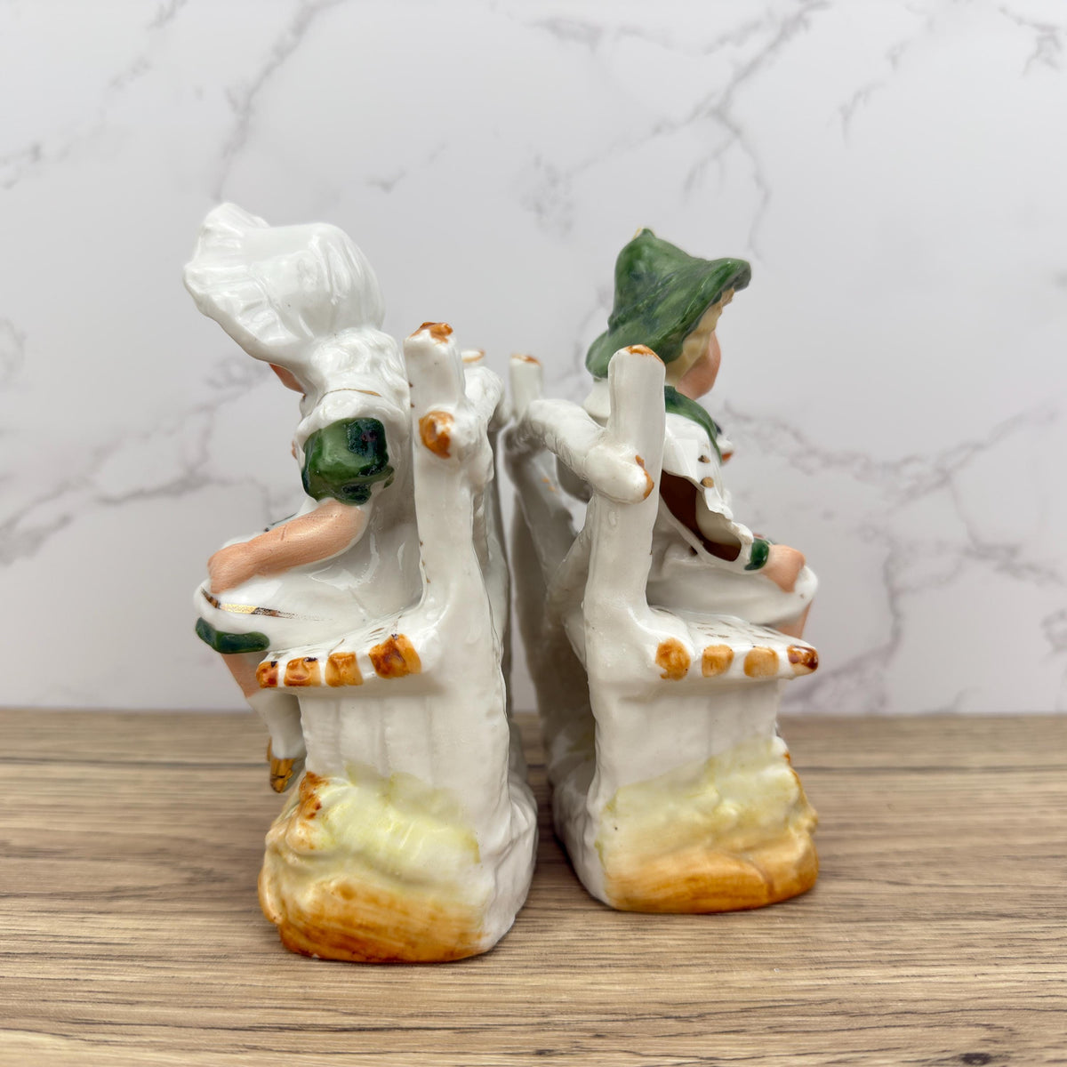 Vintage Porcelain Figurines – Boy & Girl with Dogs, Victorian Style
