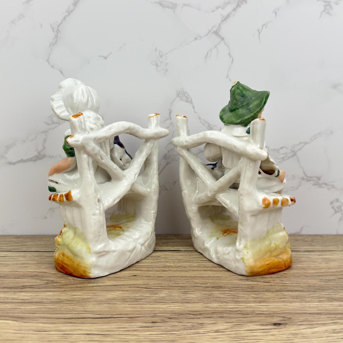 Vintage Porcelain Figurines – Boy & Girl with Dogs, Victorian Style