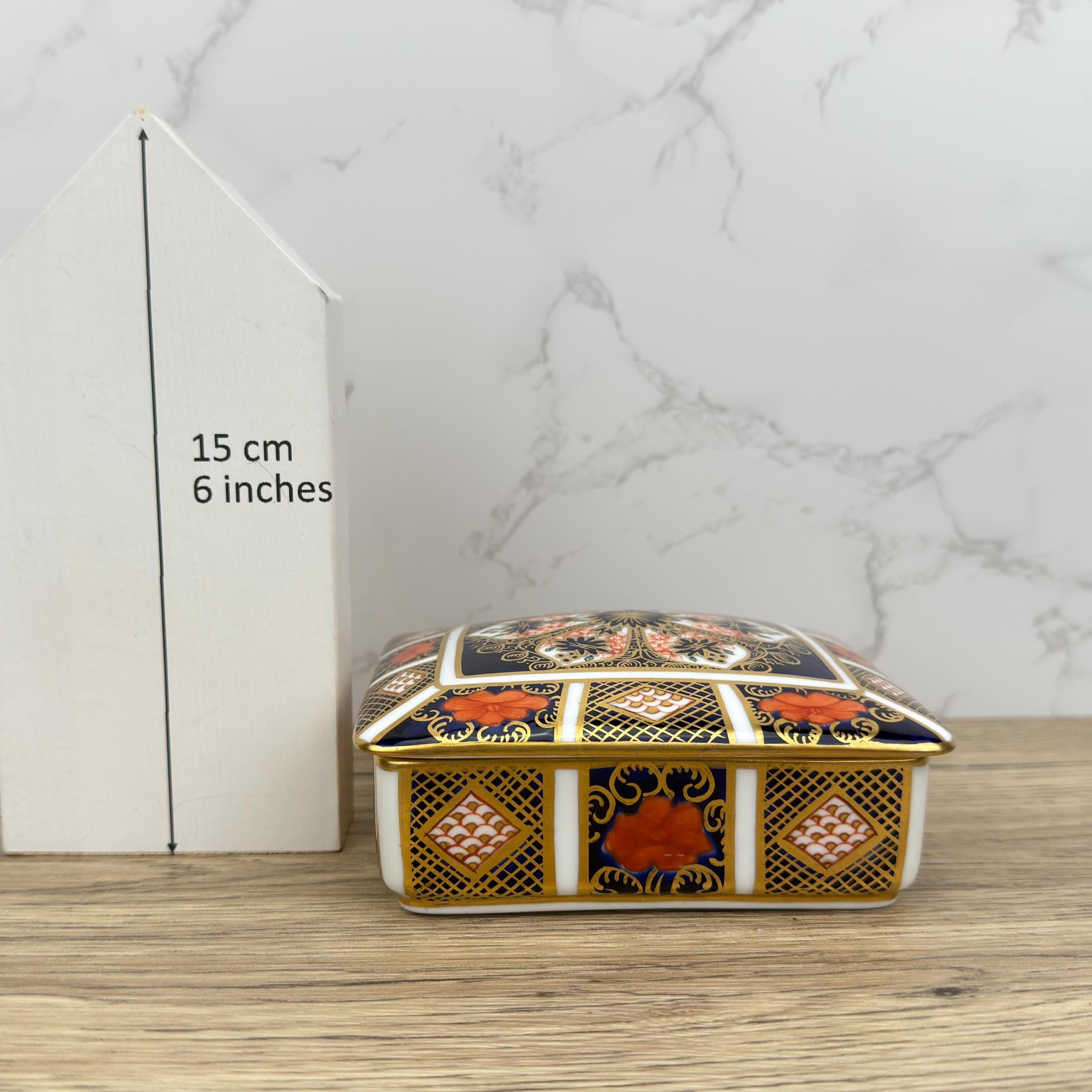 Royal Crown Derby Old Imari Lidded Trinket Box, Collectible Porcelain