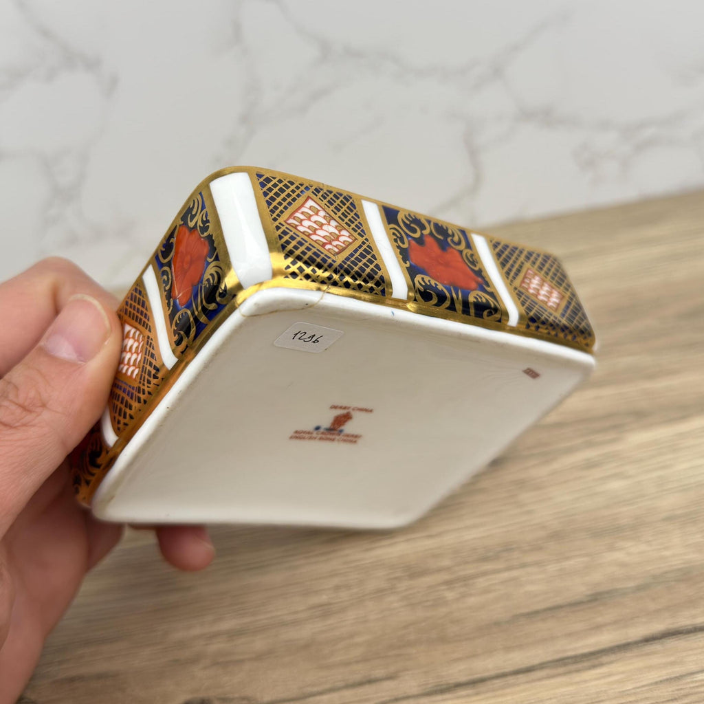 Royal Crown Derby Old Imari Lidded Trinket Box, Collectible Porcelain