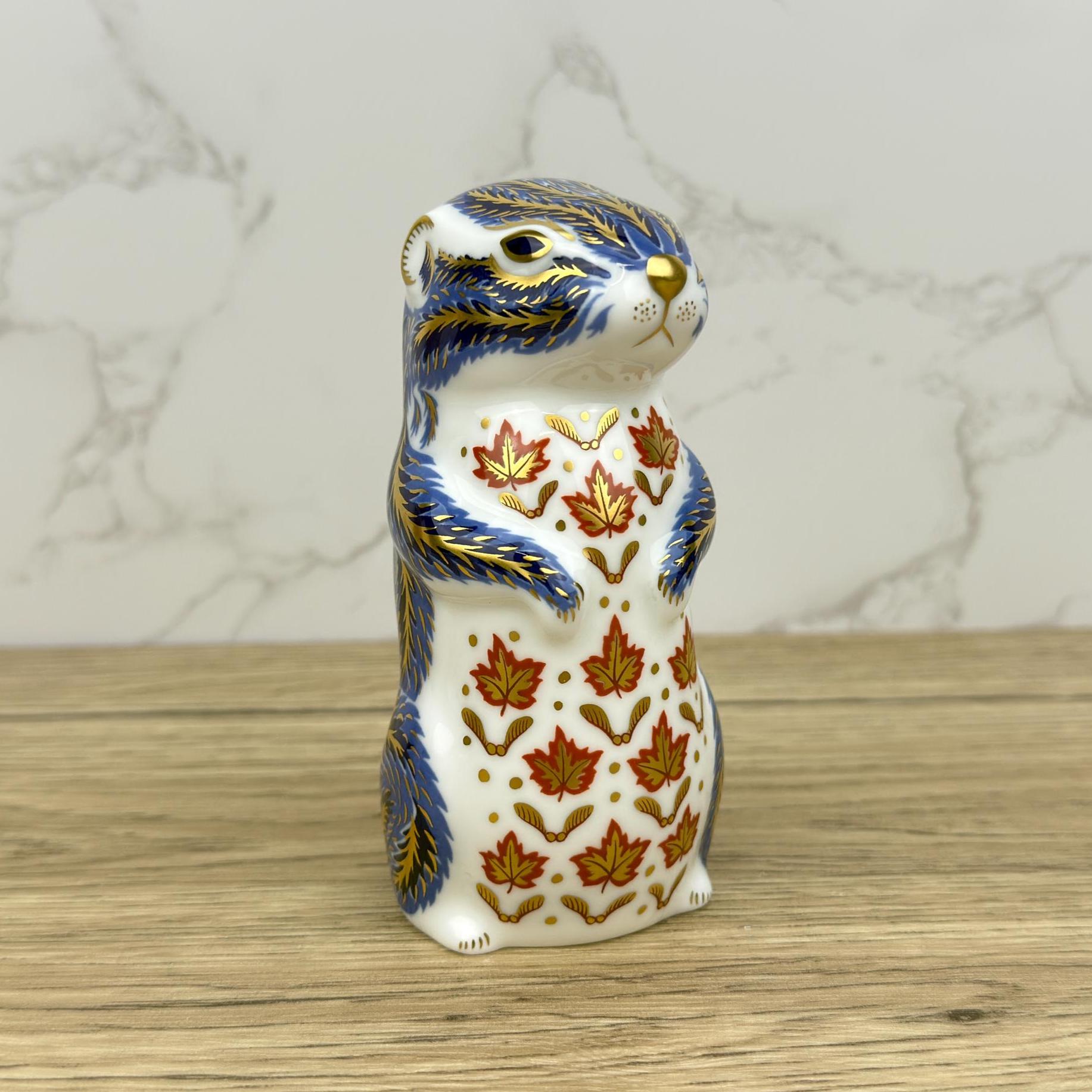 Royal Crown Derby Chipmunk Paperweight | Hand-Painted Bone China Figurine