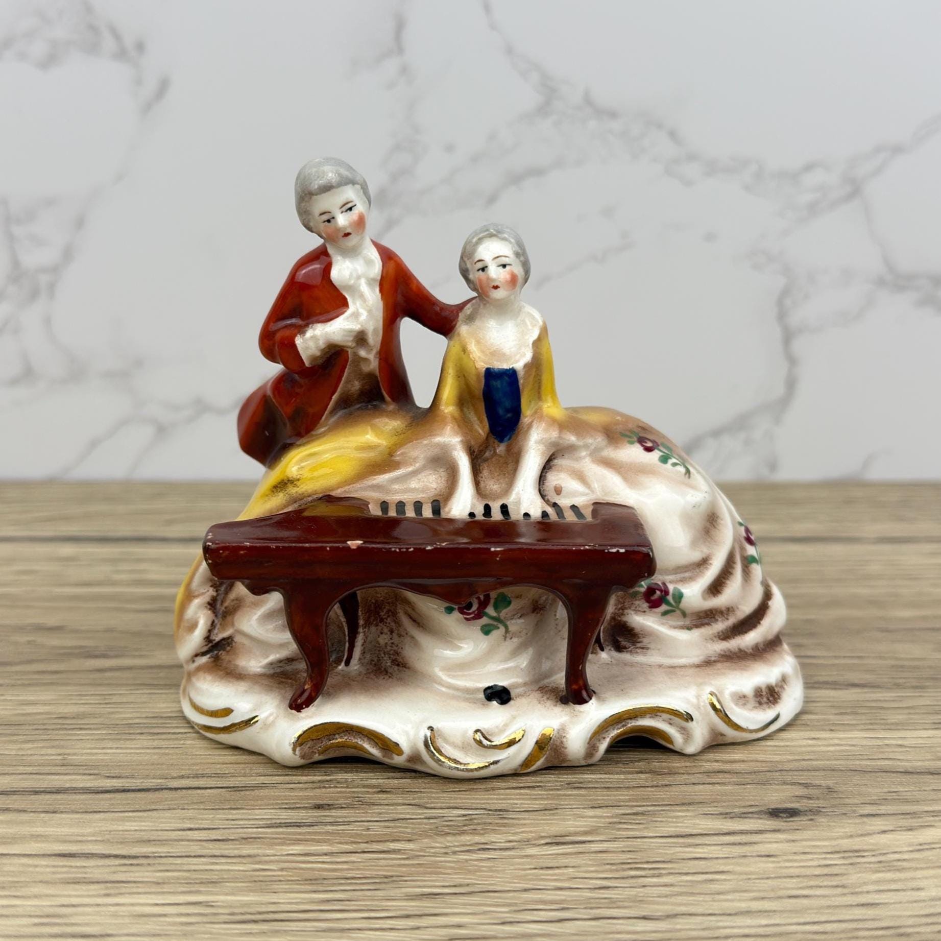 Rare Hummel Goebel Musical Figurines, Antique German Porcelain Courting Couple