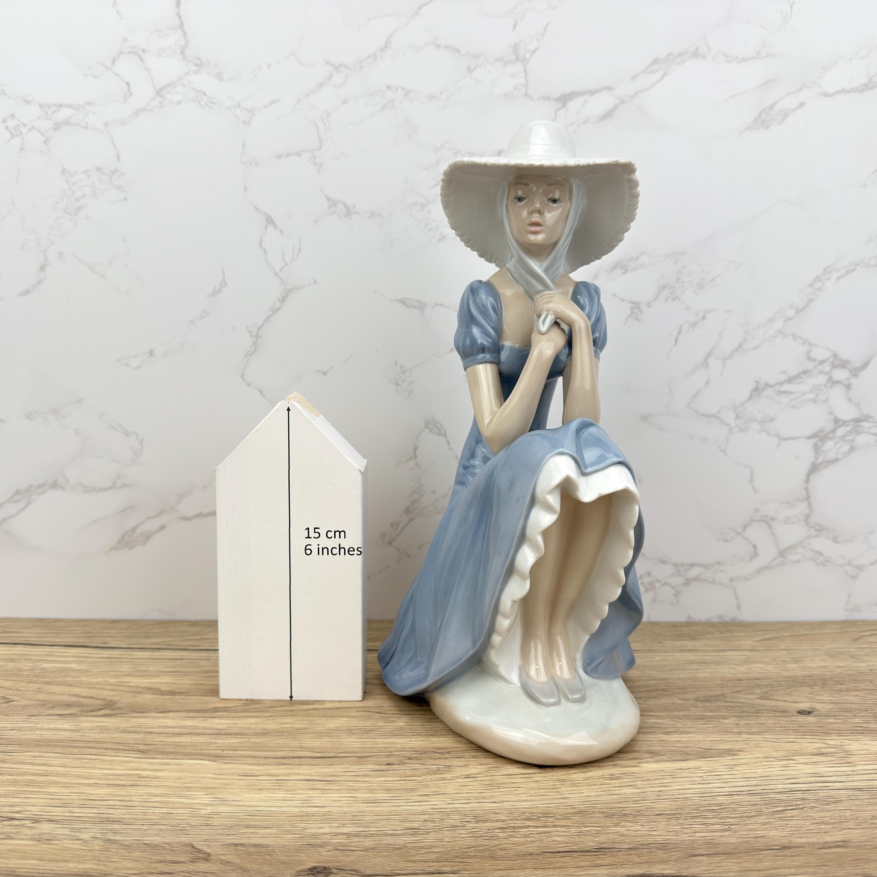 Lladro Nao La Pamela Figurine | Vintage Spanish Porcelain, Lady with Hat