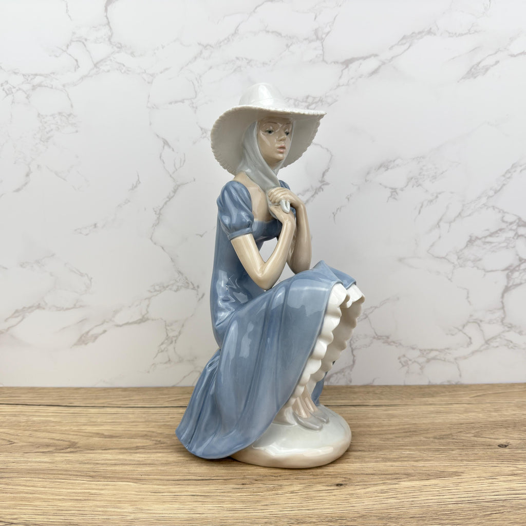Lladro Nao La Pamela Figurine | Vintage Spanish Porcelain, Lady with Hat