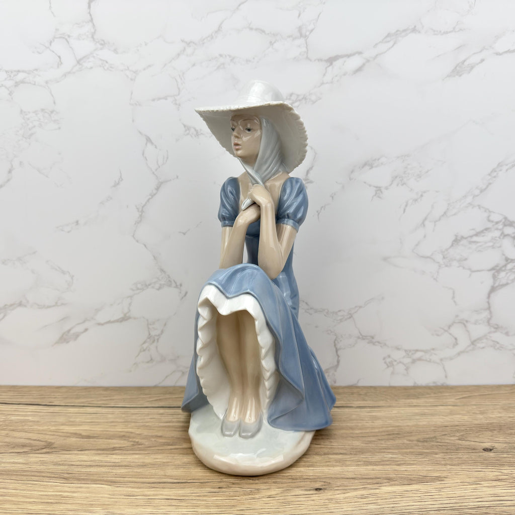 Lladro Nao La Pamela Figurine | Vintage Spanish Porcelain, Lady with Hat