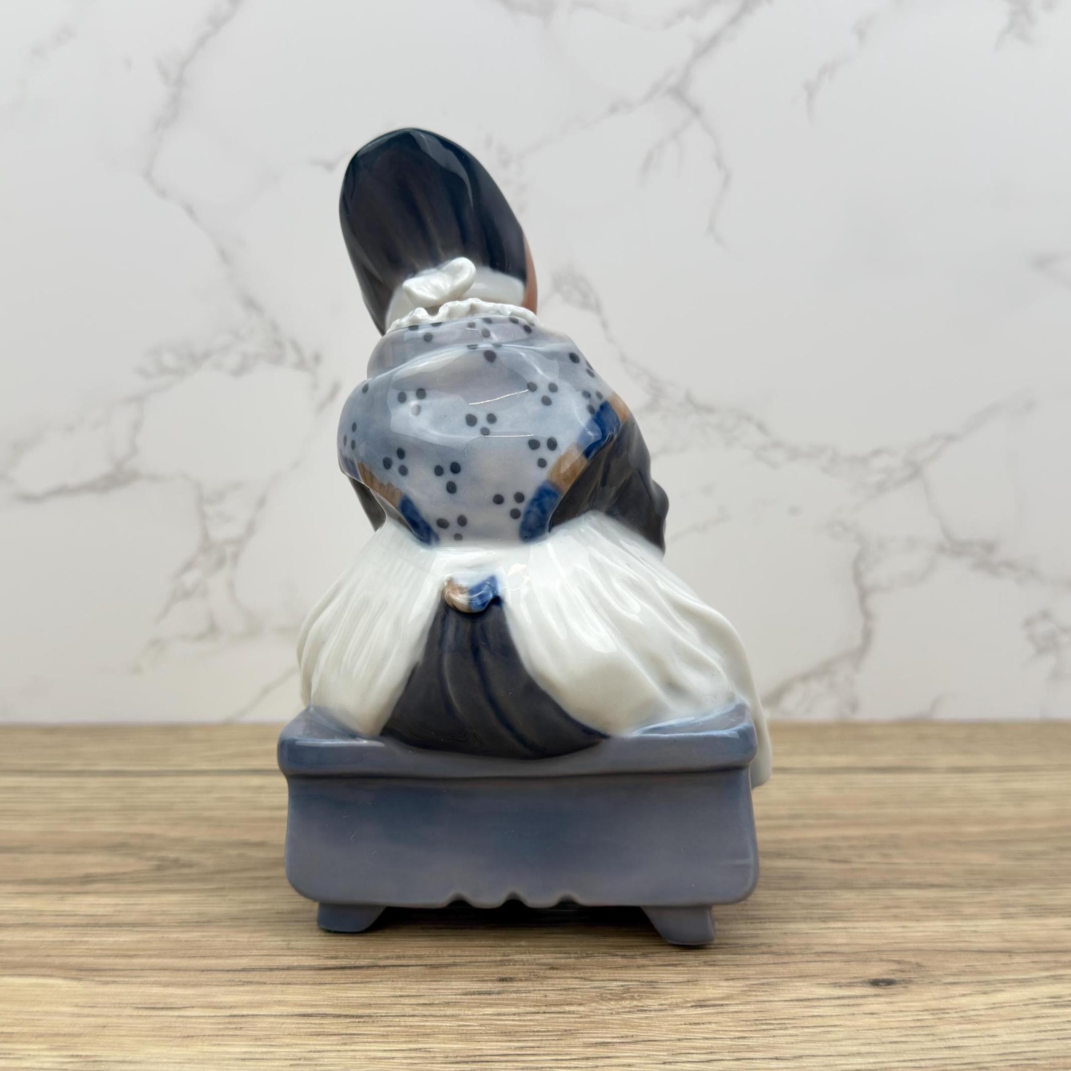 Royal Copenhagen Figurine – Danish Porcelain Woman Knitting, Nordic Decor