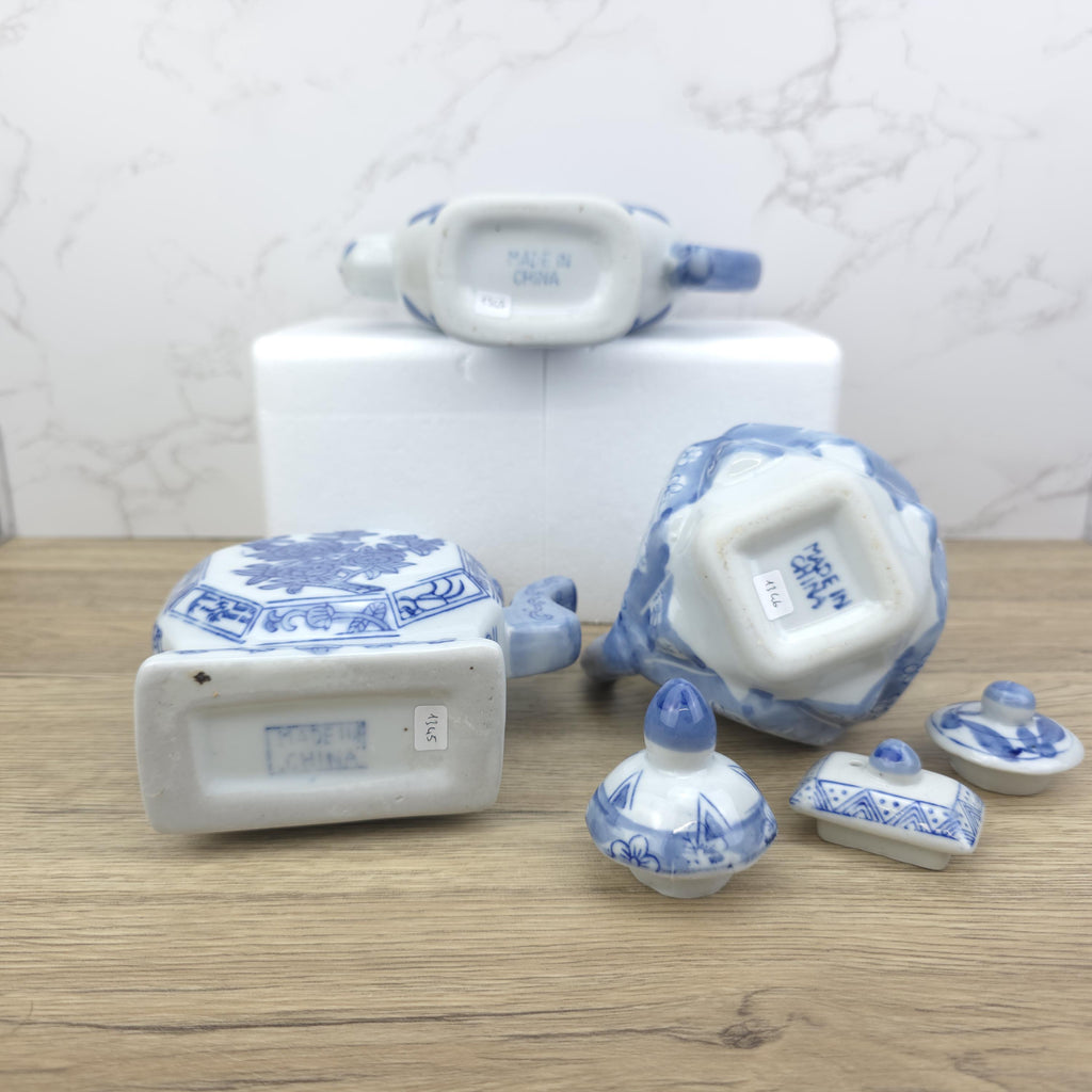 Vintage Chinese Porcelain Teapot Collection | Blue & White Novelty Teaware