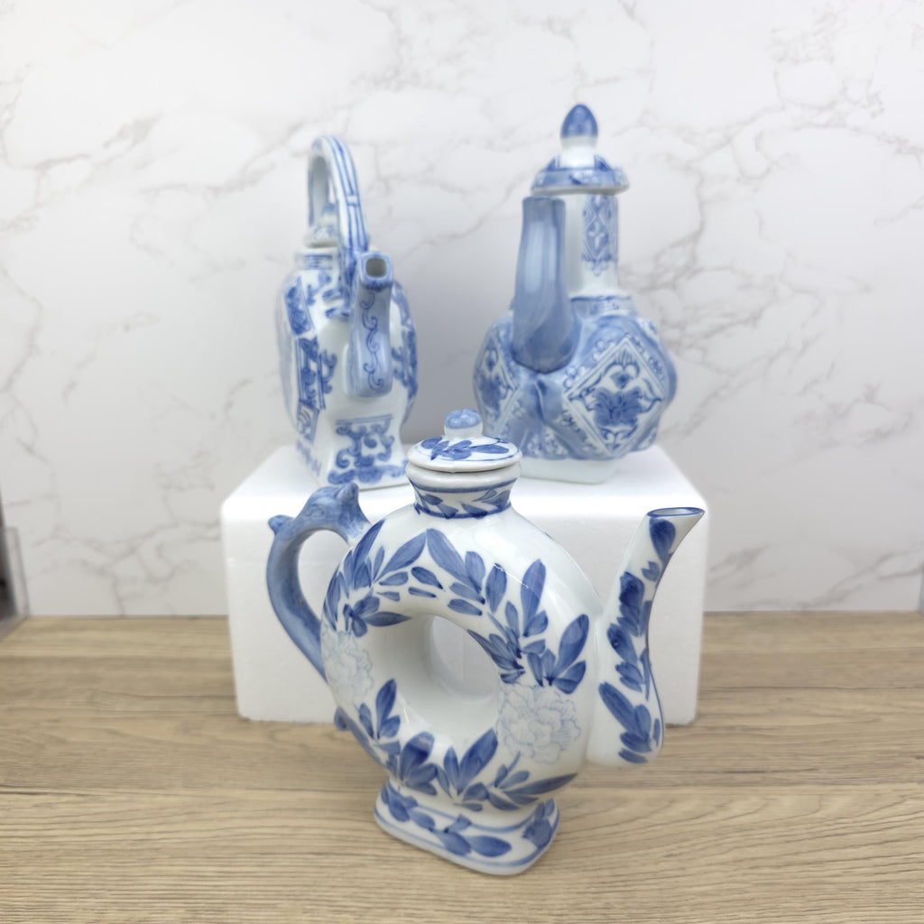 Vintage Chinese Porcelain Teapot Collection | Blue & White Novelty Teaware