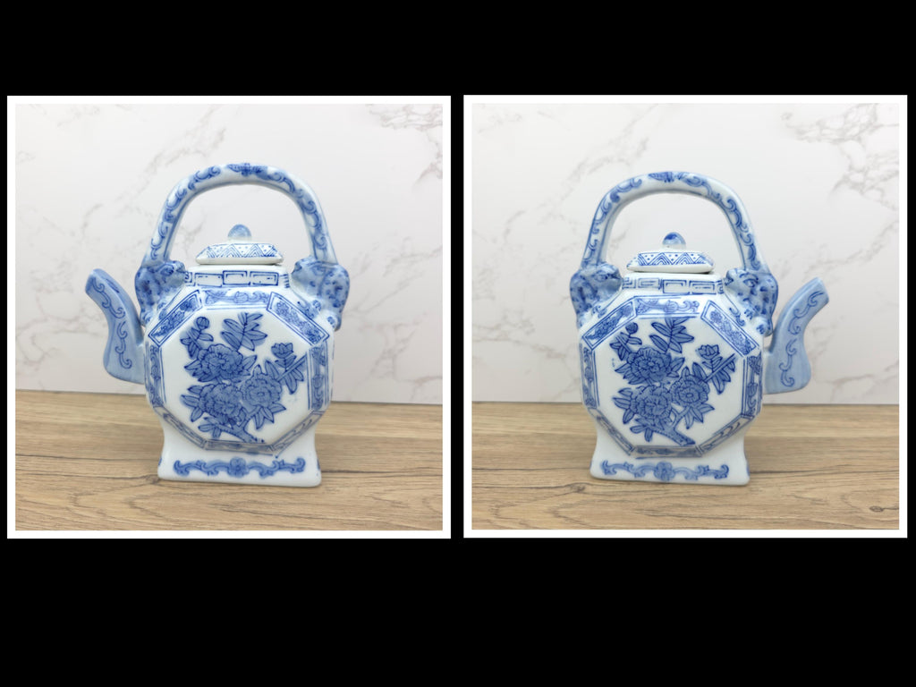 Vintage Chinese Porcelain Teapot Collection | Blue & White Novelty Teaware