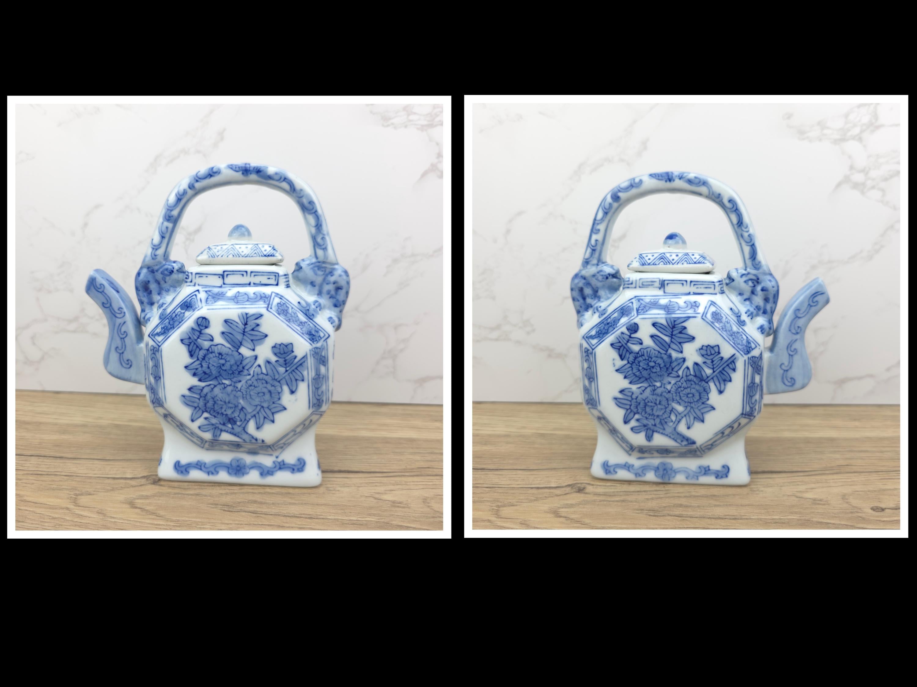 Vintage Chinese Porcelain Teapot Collection | Blue & White Novelty Teaware