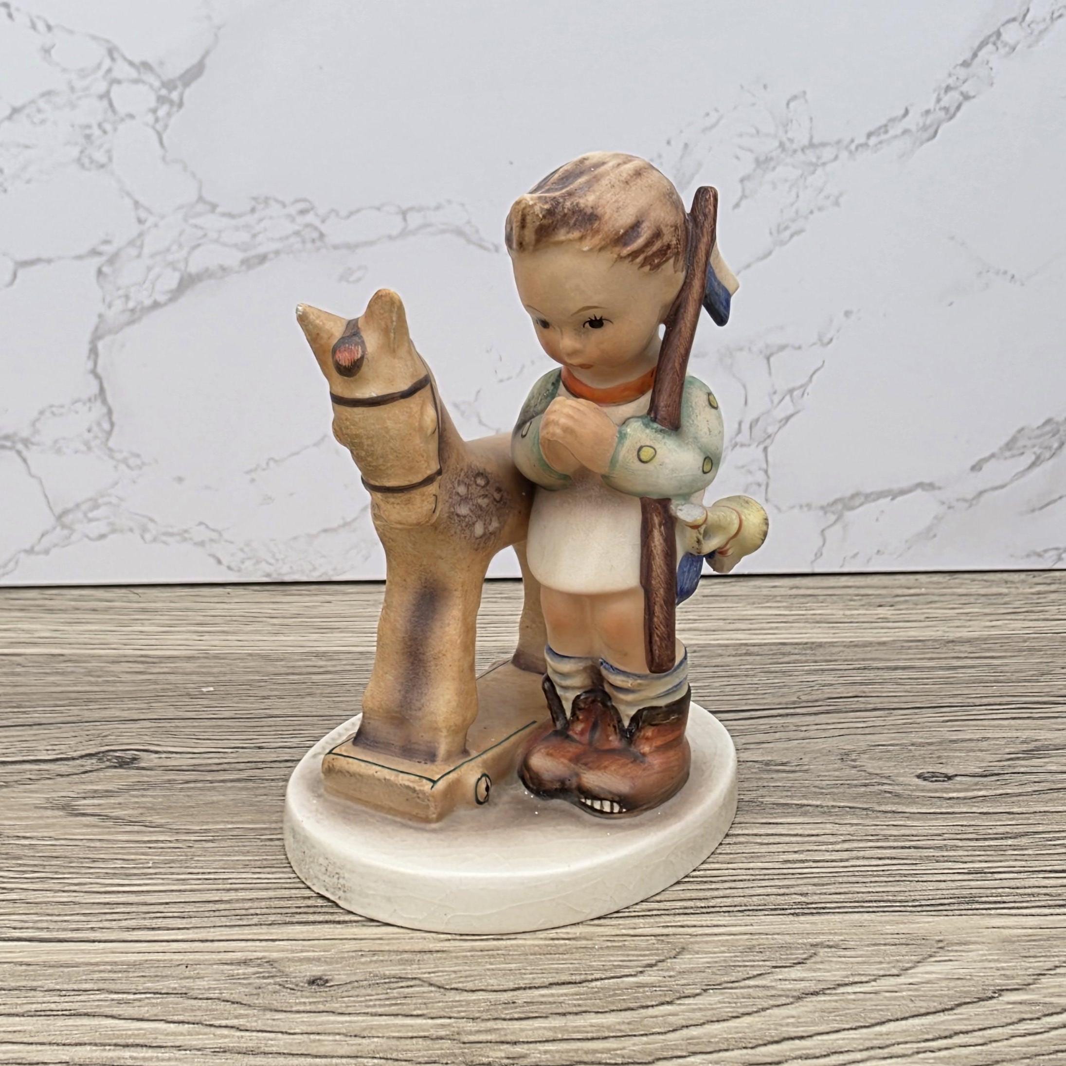 Vintage Hummel Figurine, Prayer Before Battle, Girl with Toy Horse (1970s)