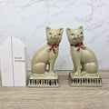 Rye Pottery Ceramic Cat Figurines, English Folk Art Style, Vintage Pair