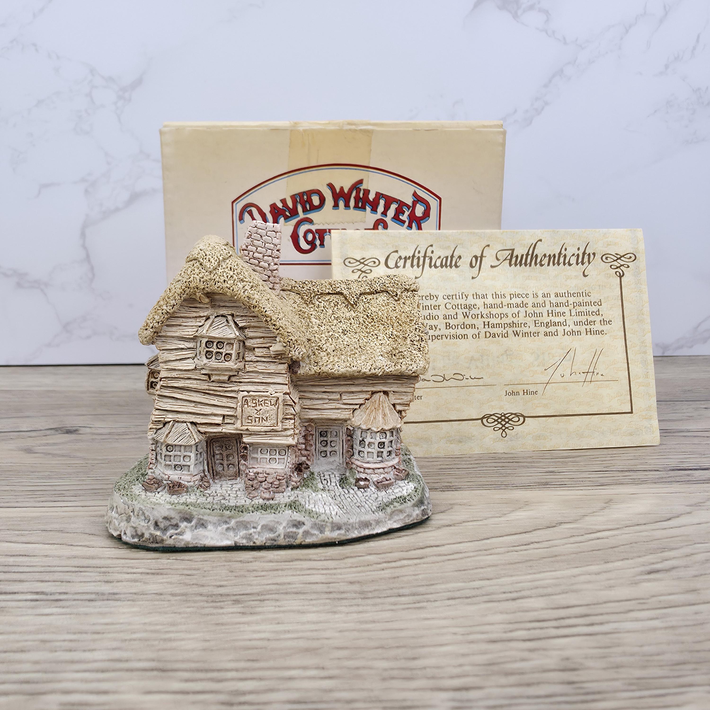 David Winter 'The Village Shop' | English Thatched Cottage Miniature, 1982