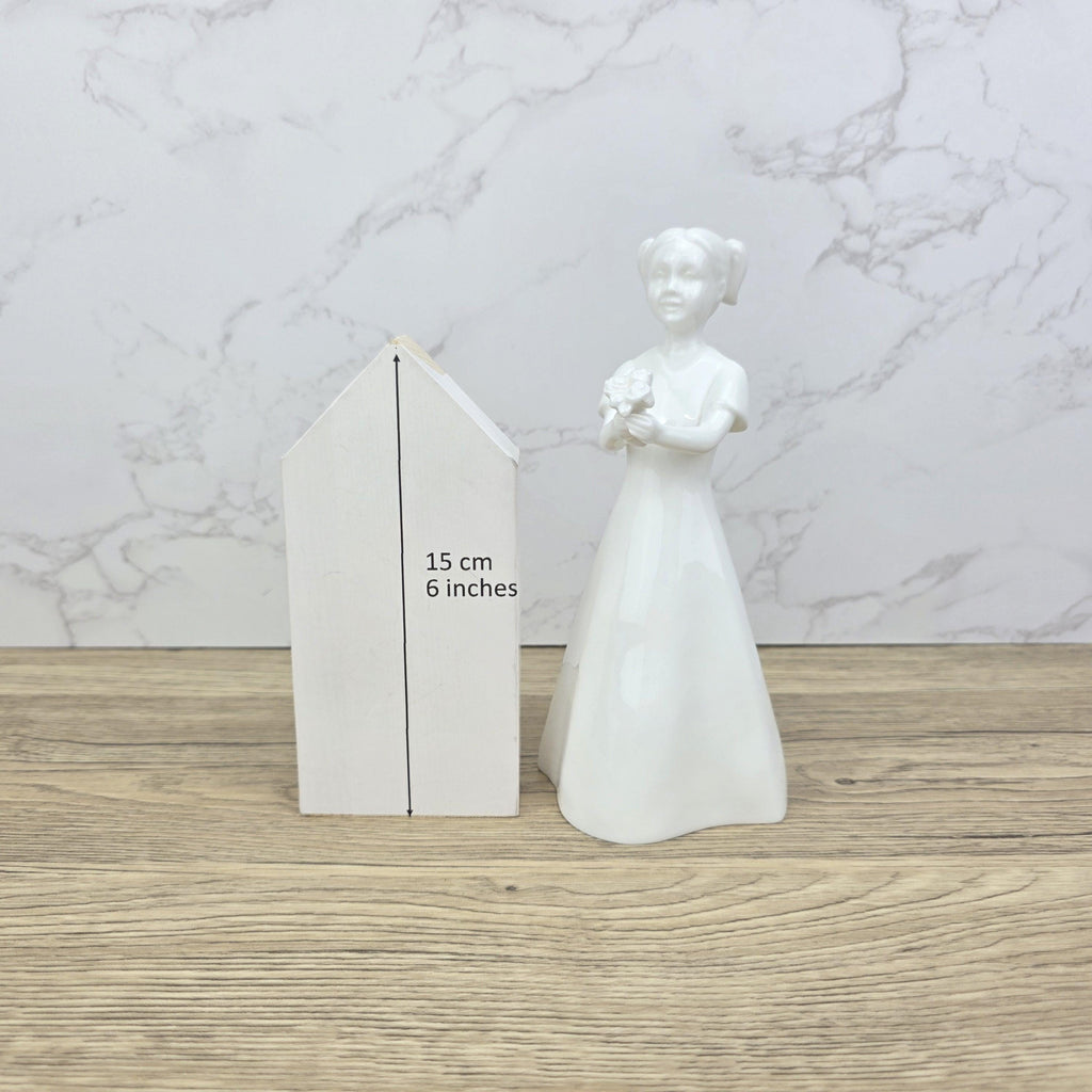 Vintage Coalport "Just For You" Figurine, White Bone China Girl with Flowers