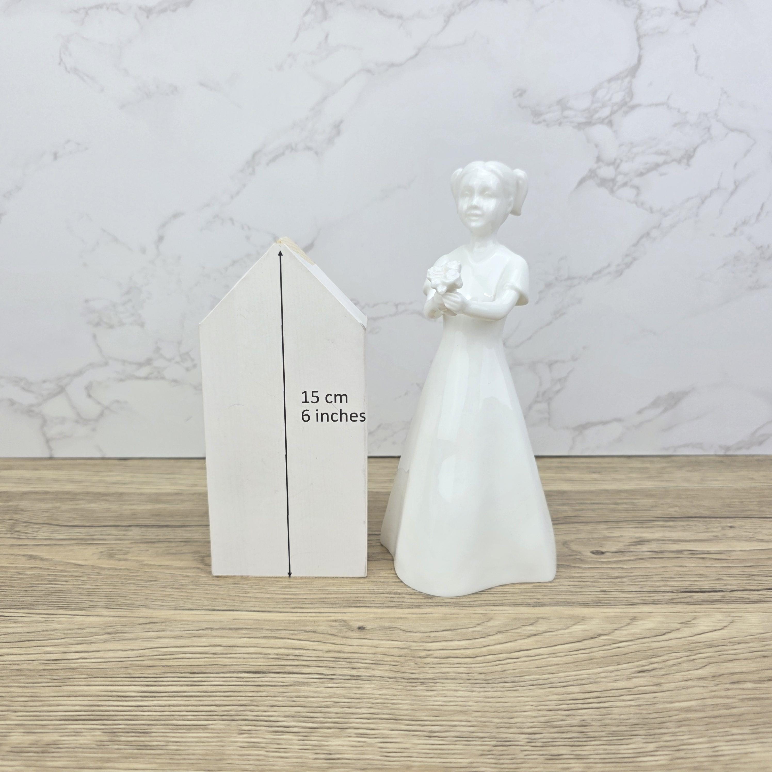 Vintage Coalport "Just For You" Figurine, White Bone China Girl with Flowers