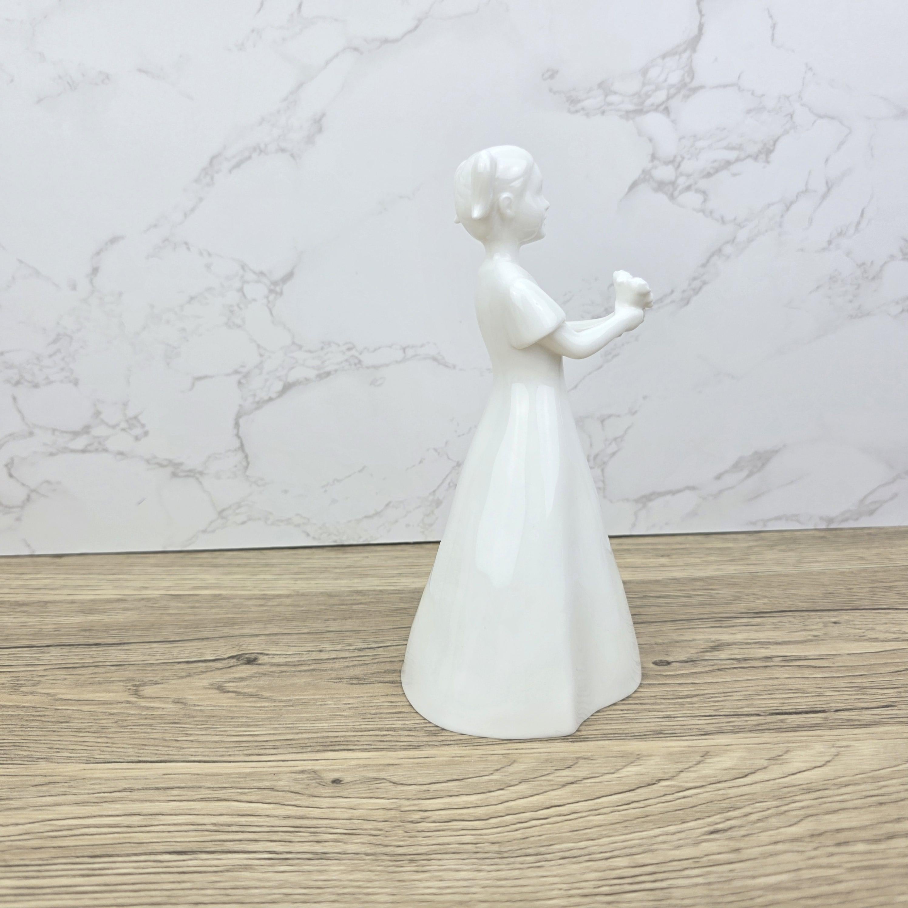 Vintage Coalport "Just For You" Figurine, White Bone China Girl with Flowers