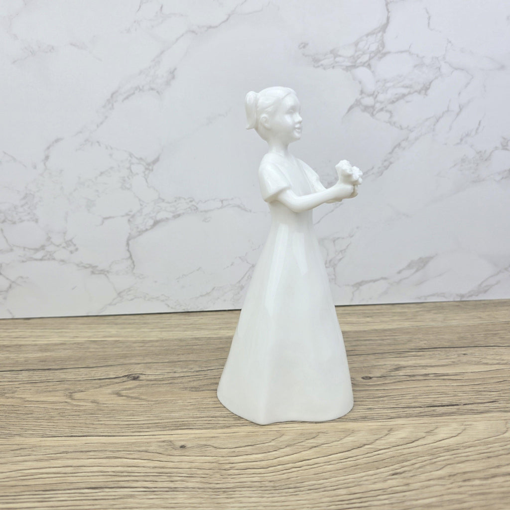 Vintage Coalport "Just For You" Figurine, White Bone China Girl with Flowers