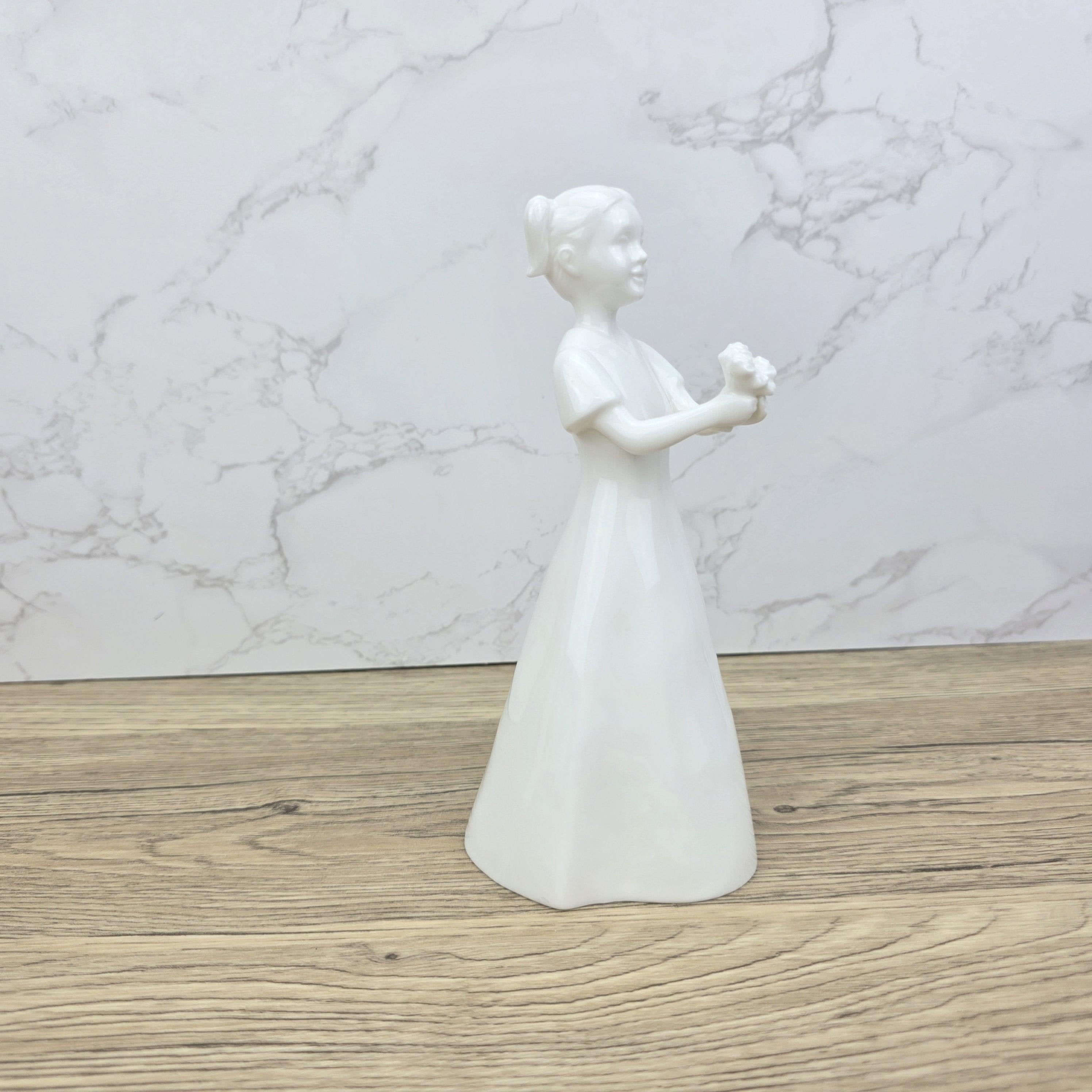 Vintage Coalport "Just For You" Figurine, White Bone China Girl with Flowers
