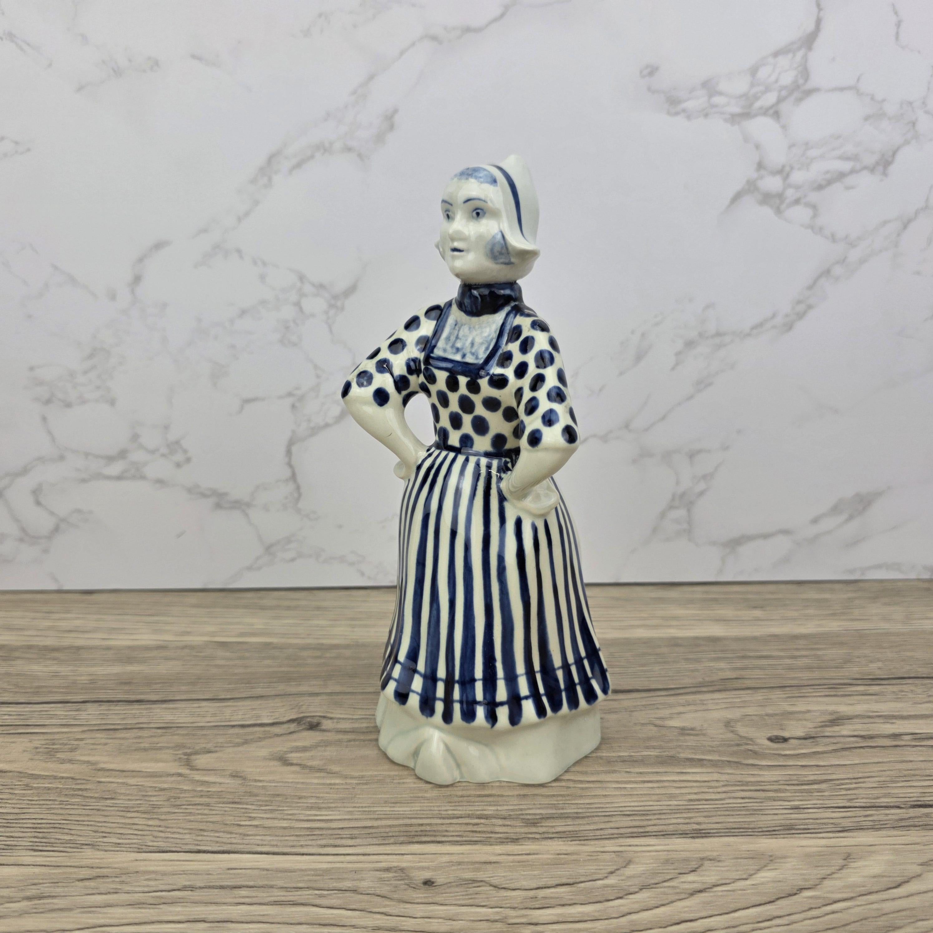 Vintage Delft Blue Dutch Girl Ceramic Figurine, Jul Waltk Holland