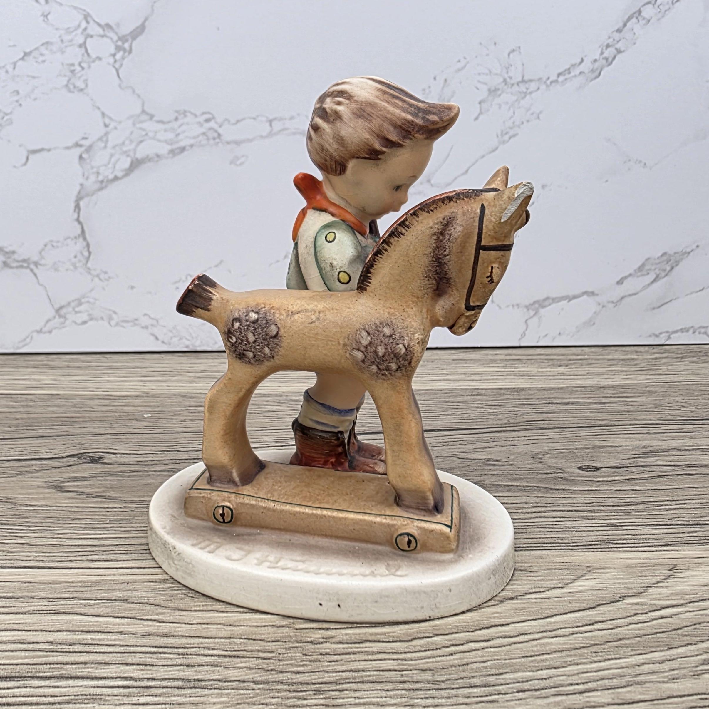 Vintage Hummel Figurine, Prayer Before Battle, Girl with Toy Horse (1970s)