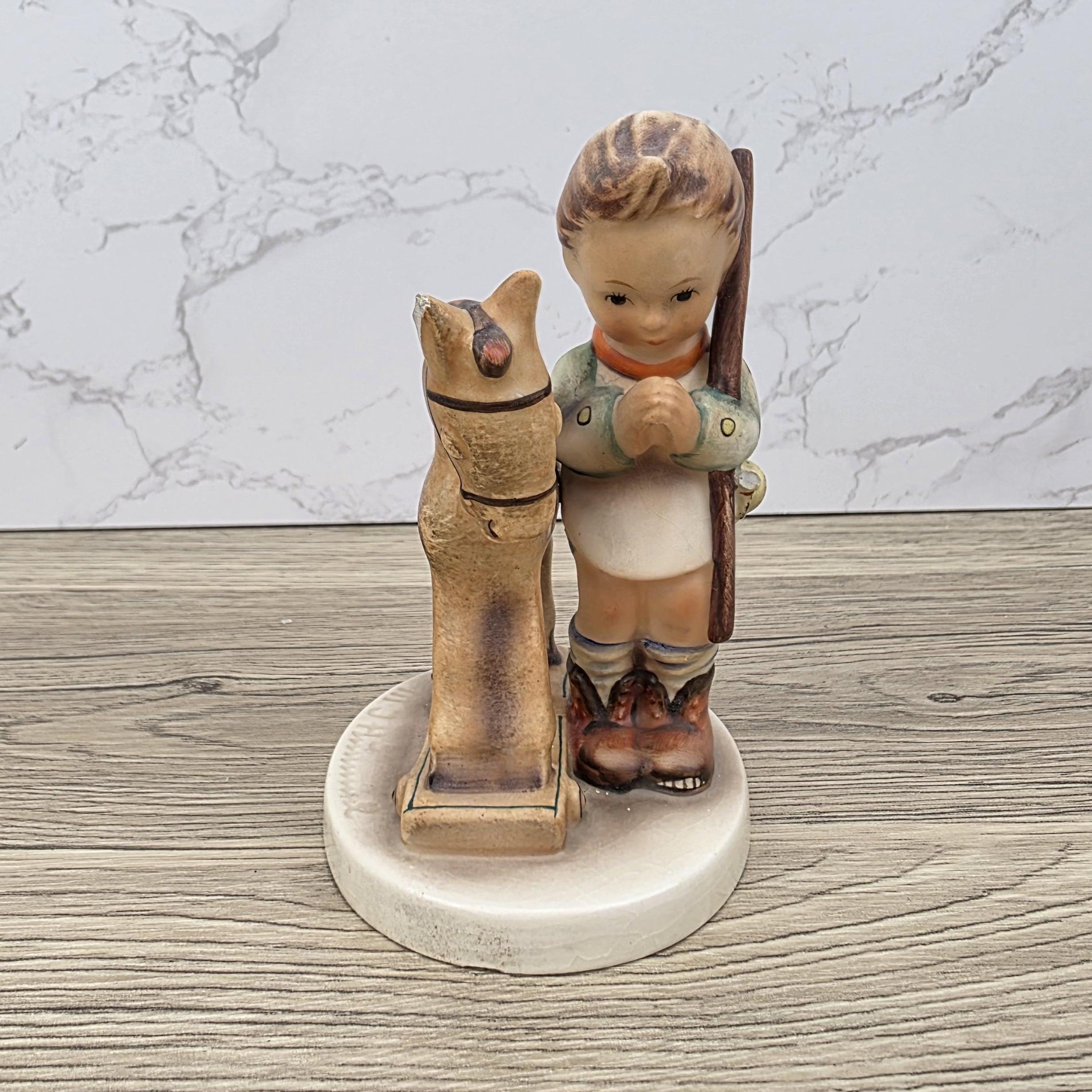 Vintage Hummel Figurine, Prayer Before Battle, Girl with Toy Horse (1970s)