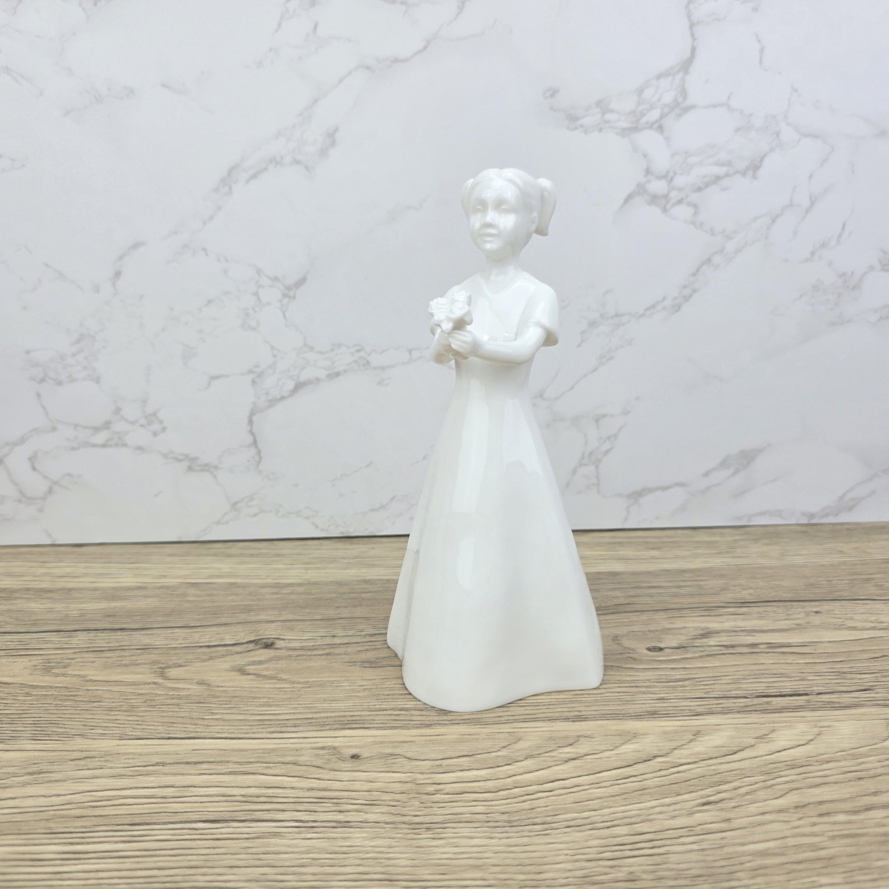 Vintage Coalport "Just For You" Figurine, White Bone China Girl with Flowers