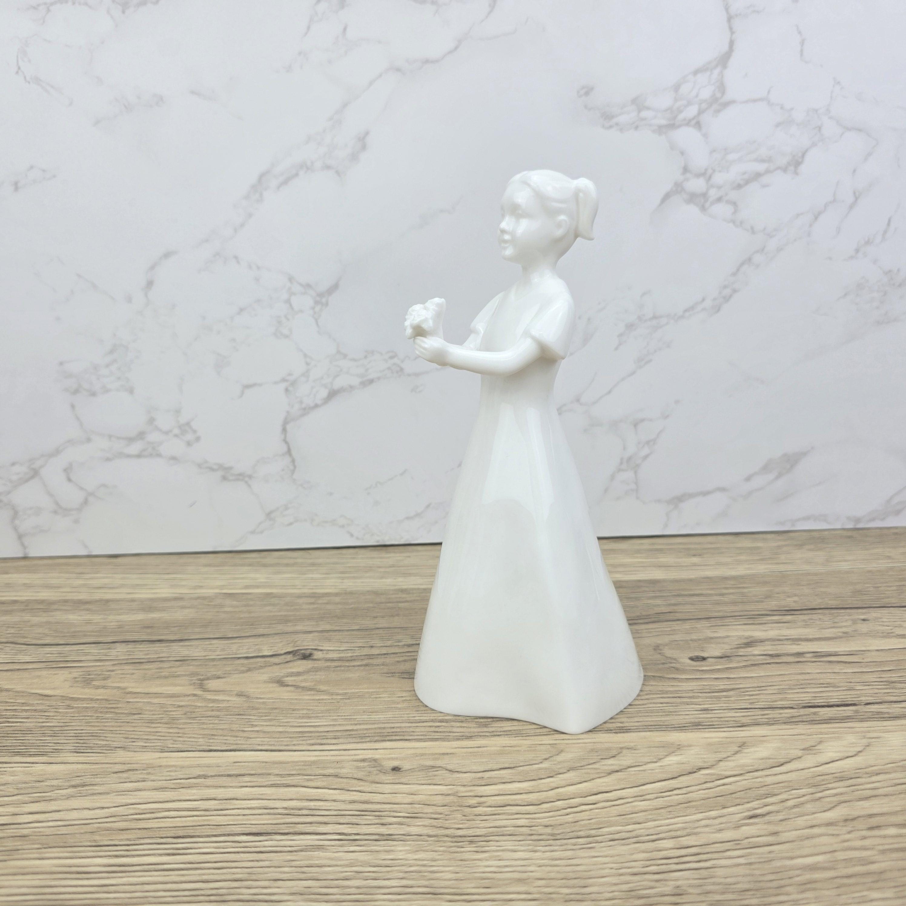 Vintage Coalport "Just For You" Figurine, White Bone China Girl with Flowers