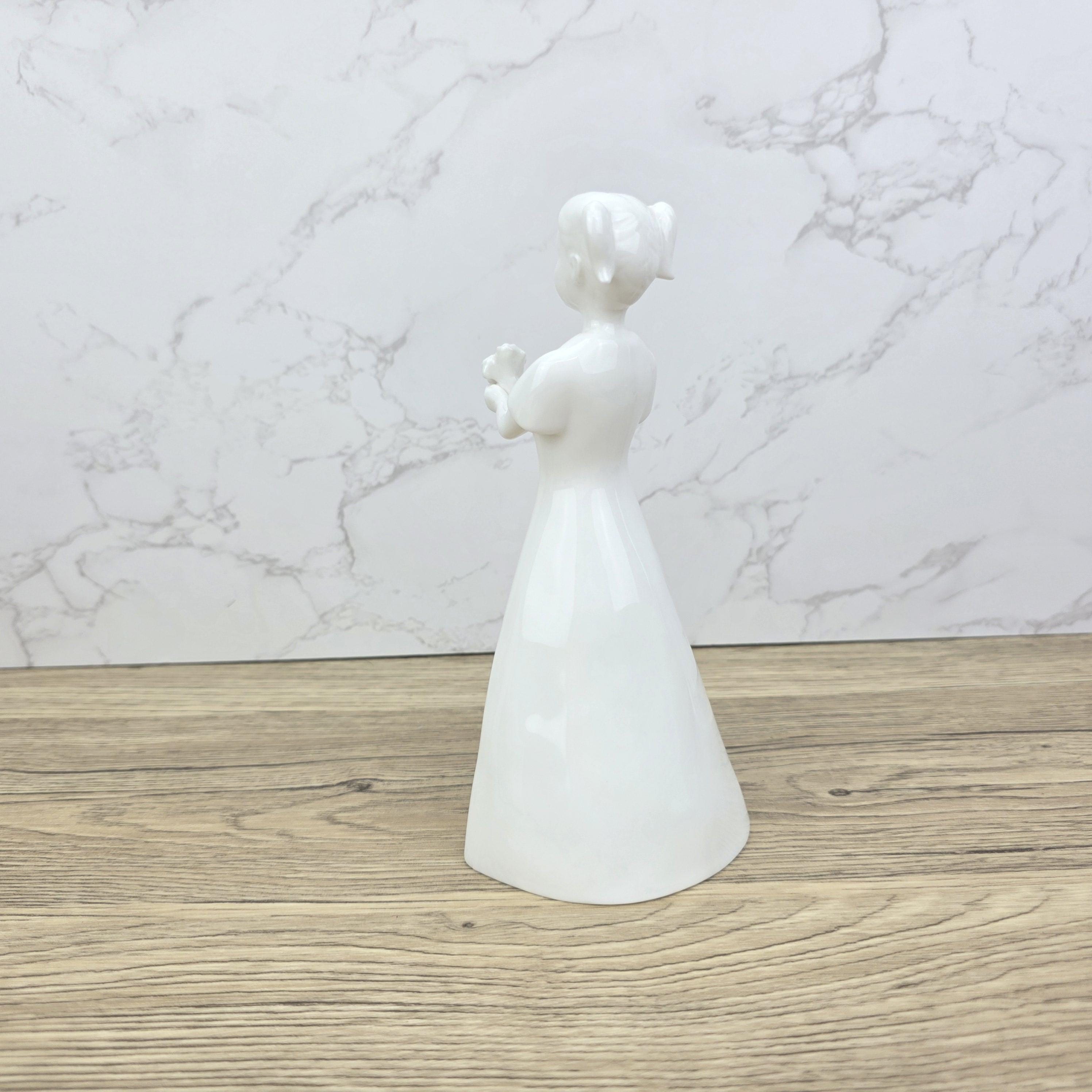 Vintage Coalport "Just For You" Figurine, White Bone China Girl with Flowers