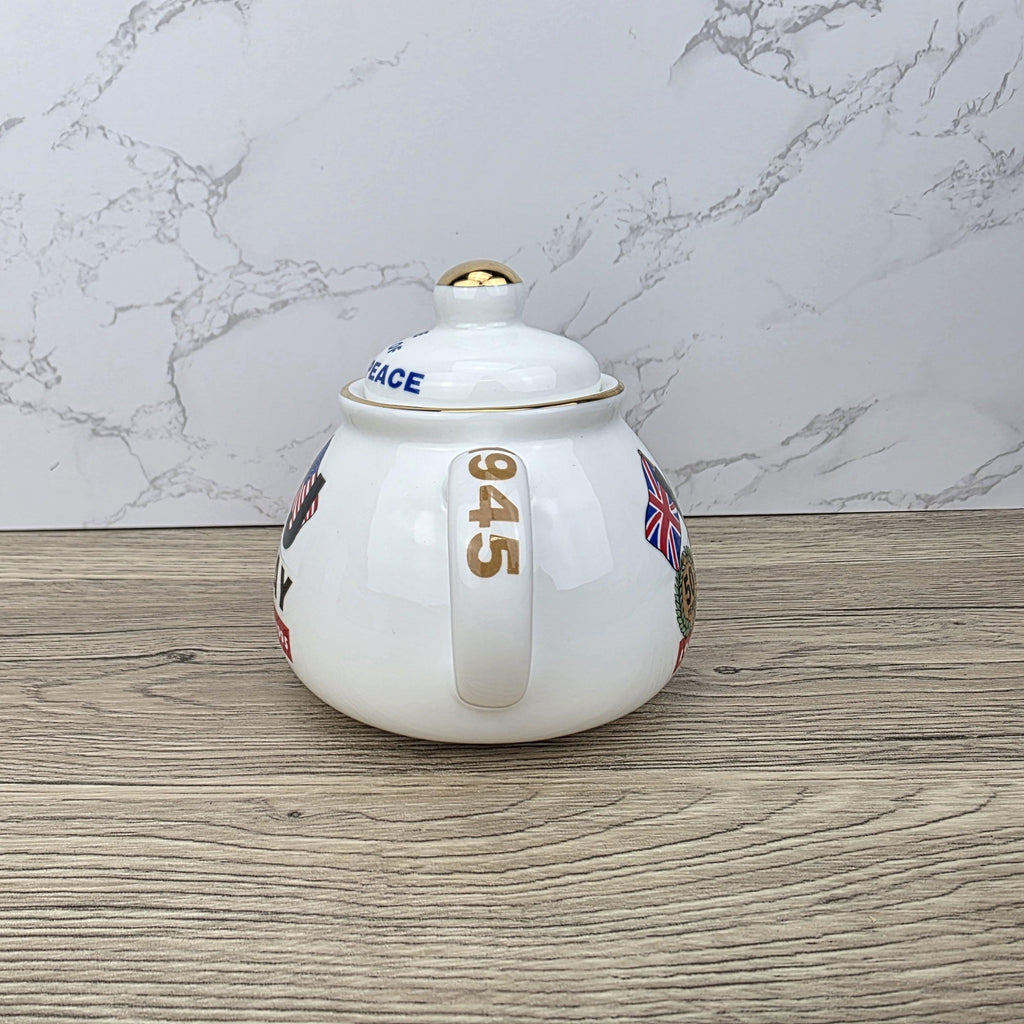 Vintage VJ Day Teapot: James Dean Pottery, WWII Collectible