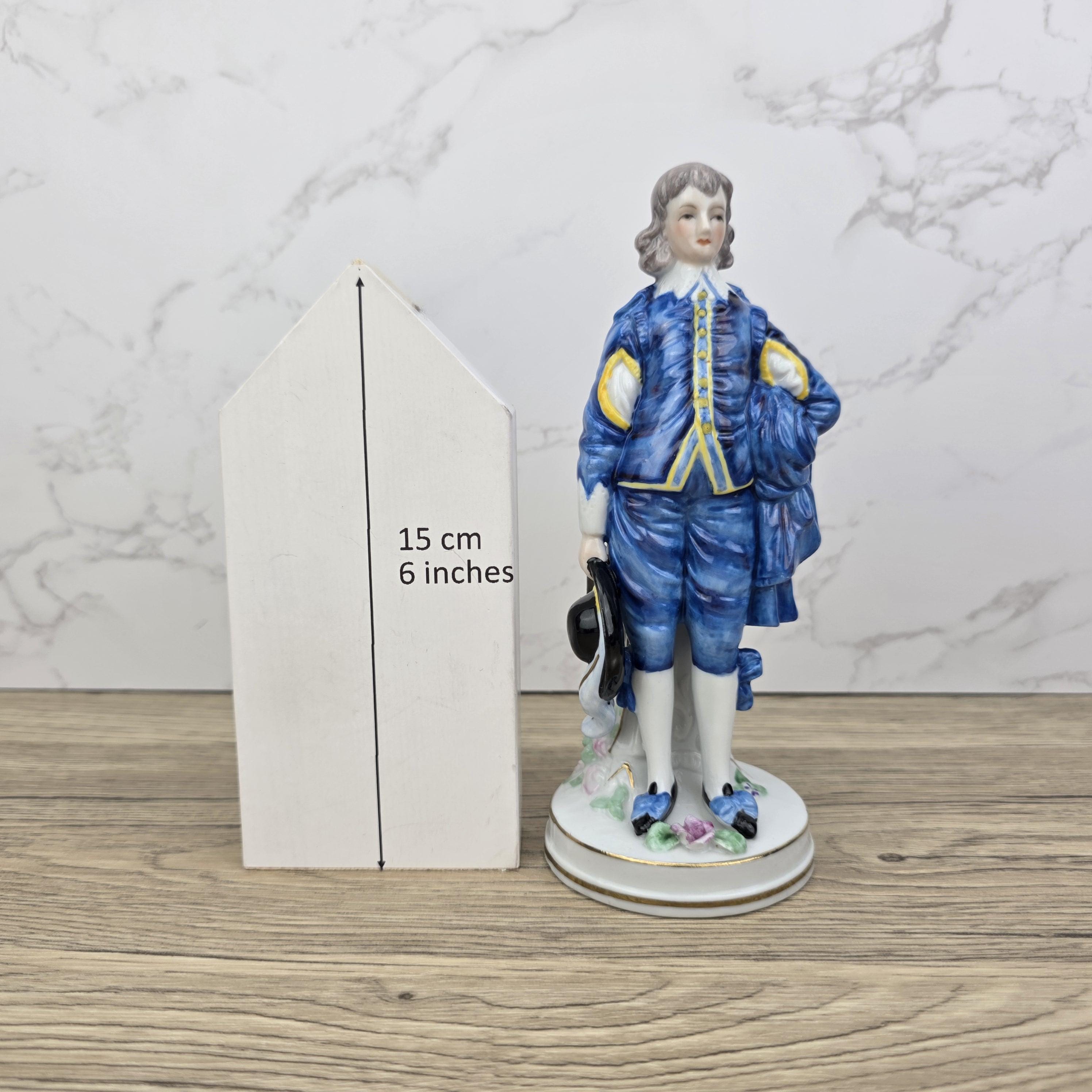 Vintage Blue Boy Porcelain Figurine: 18th Century Style Home Decor