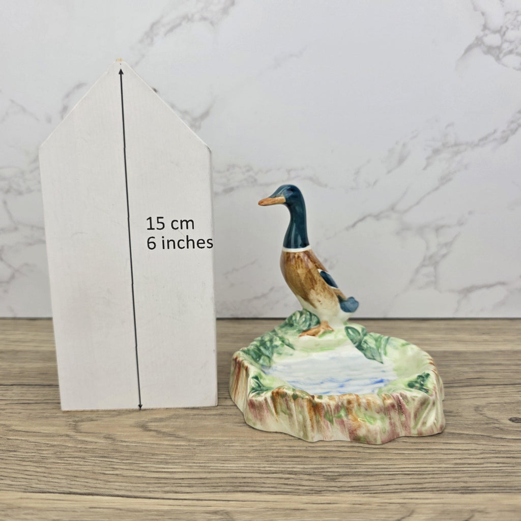 Vintage Beswick Mallard Duck Figurine: Porcelain Trinket Dish, England