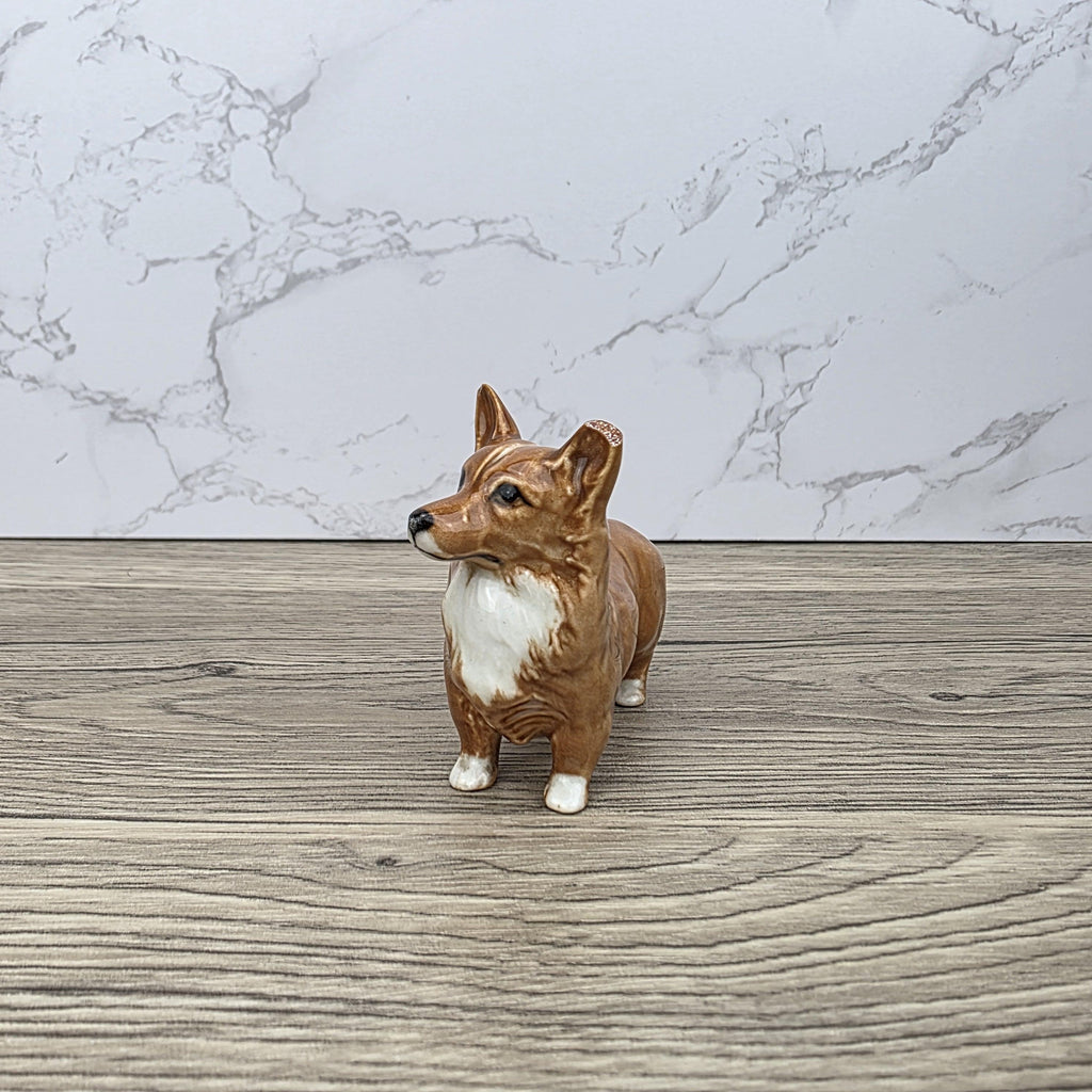 Beswick England Corgi Dog Figurine Vintage Porcelain Brown White Ceramic Animal Collectible British Pottery