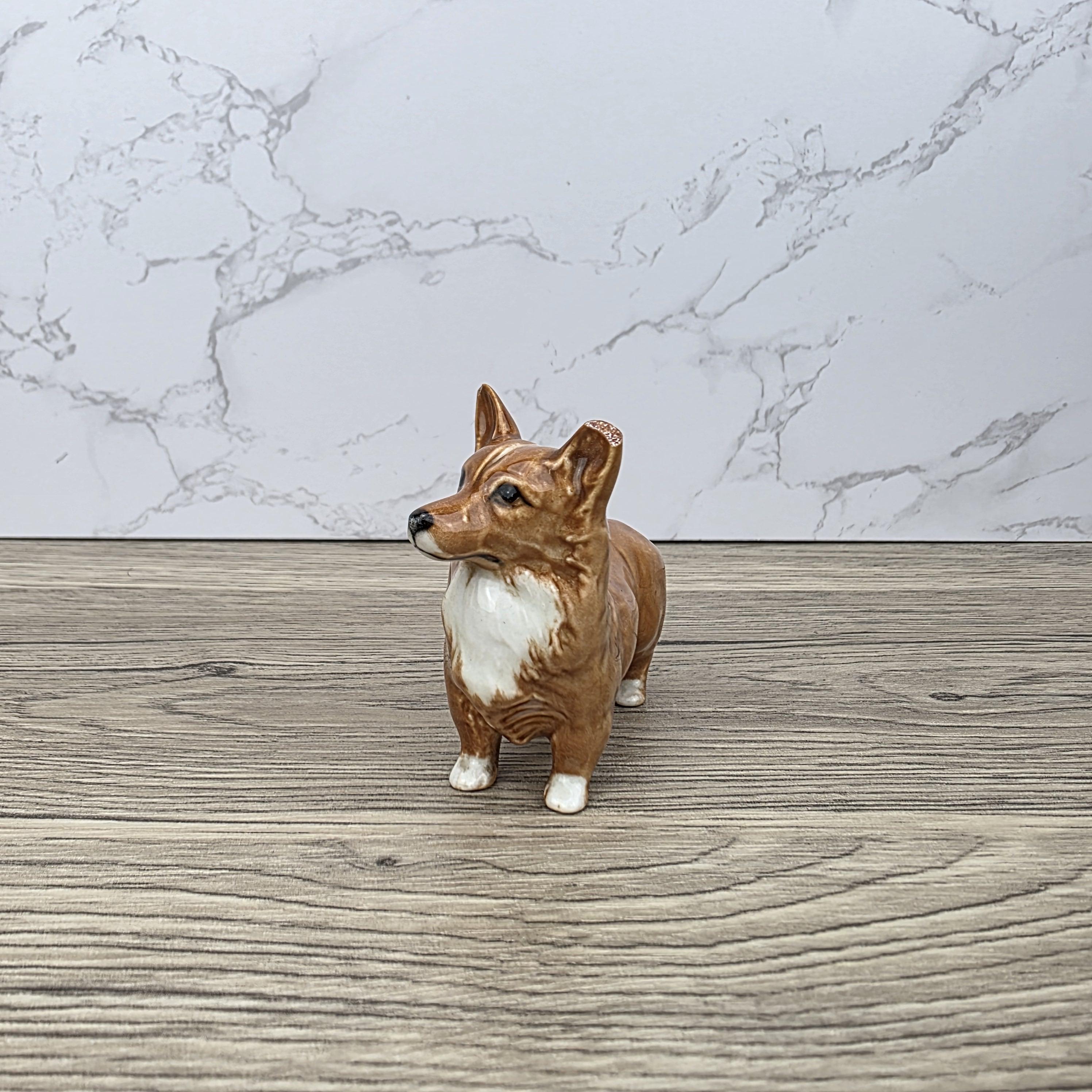 Beswick England Corgi Dog Figurine Vintage Porcelain Brown White Ceramic Animal Collectible British Pottery