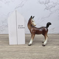 Vintage Ceramic Foal Figurine – Porcelain Brown Glazed Young Horse Statue Collectible Pony Ornament