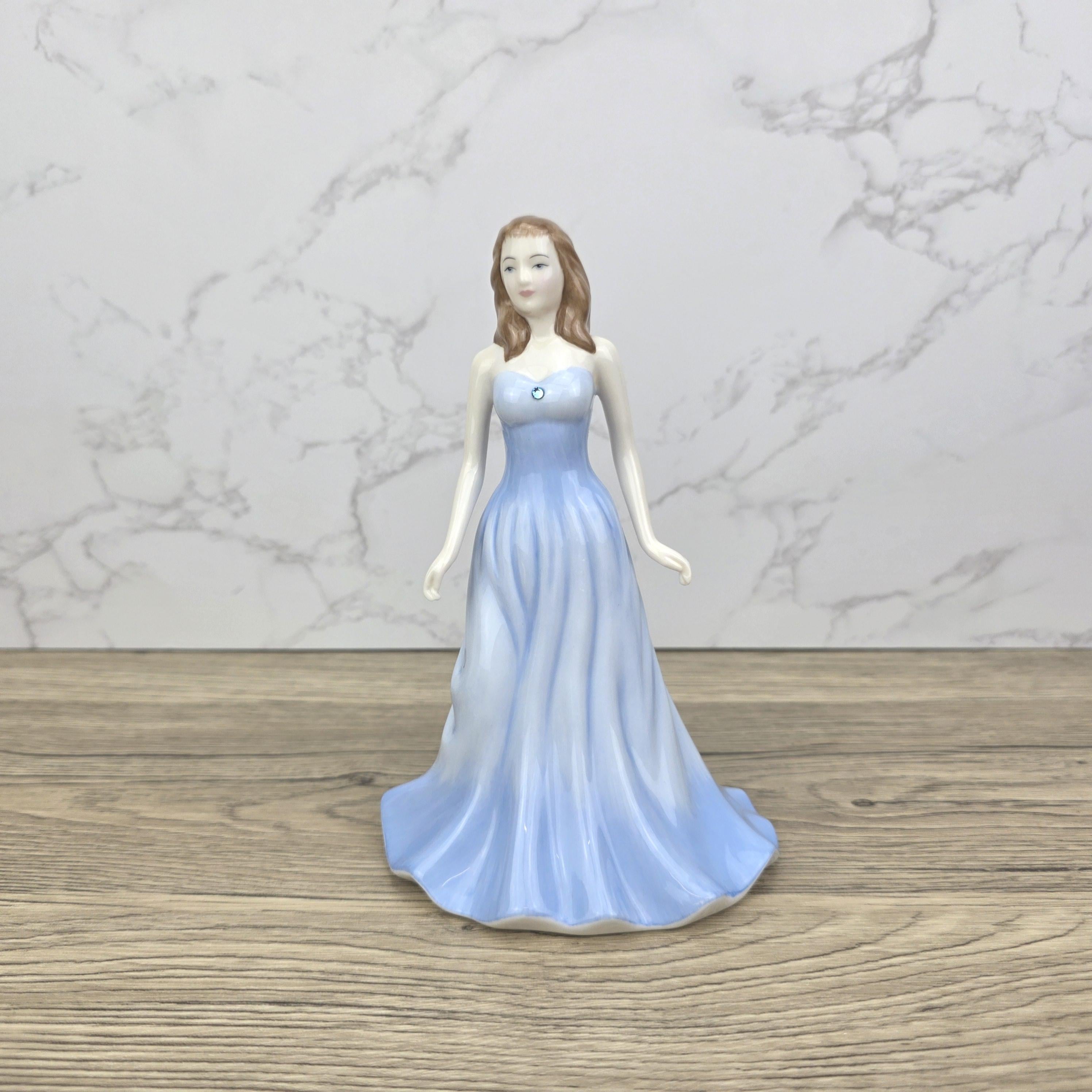 Royal Doulton Aquamarine Figurine HN4972, March Birthday Girl, Bone China
