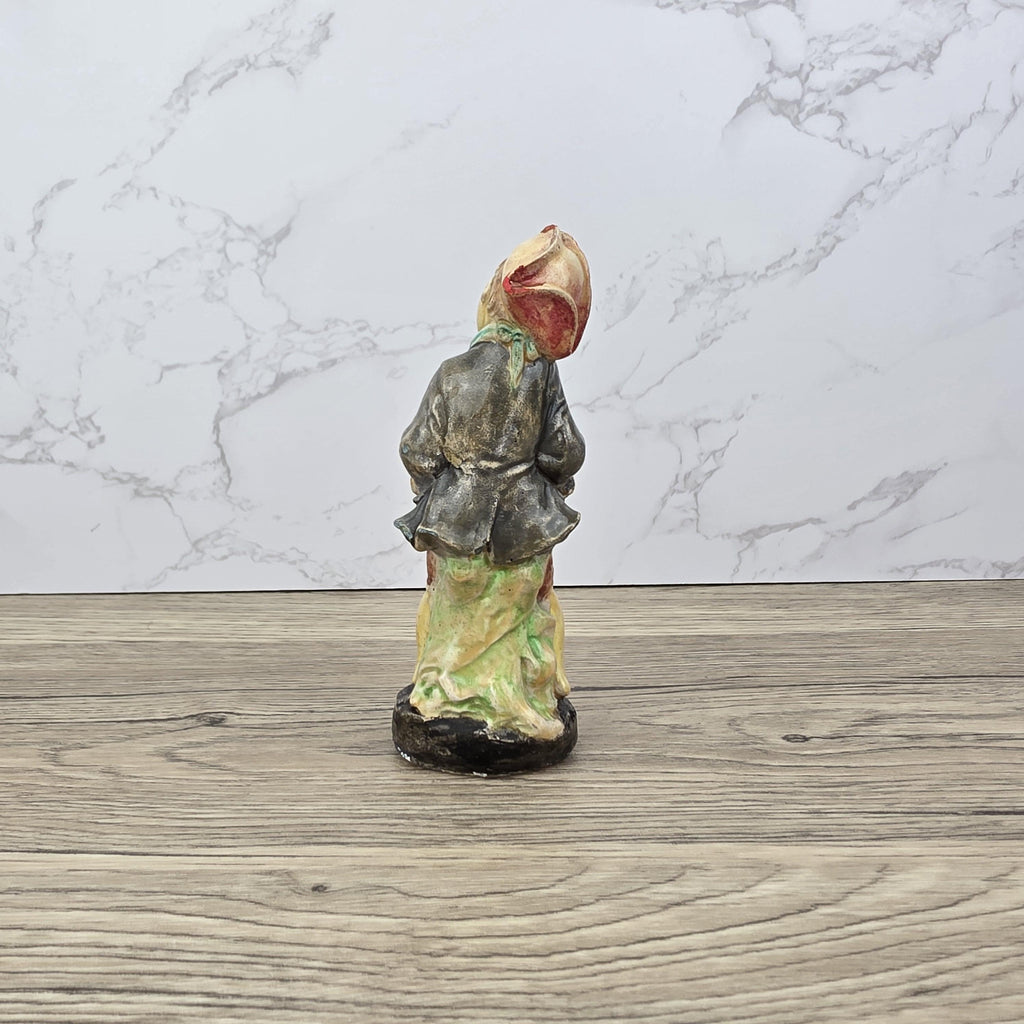 Chalkware Boy Figurine Vintage Hand Painted European Style 13 cm Collectible Sculpture
